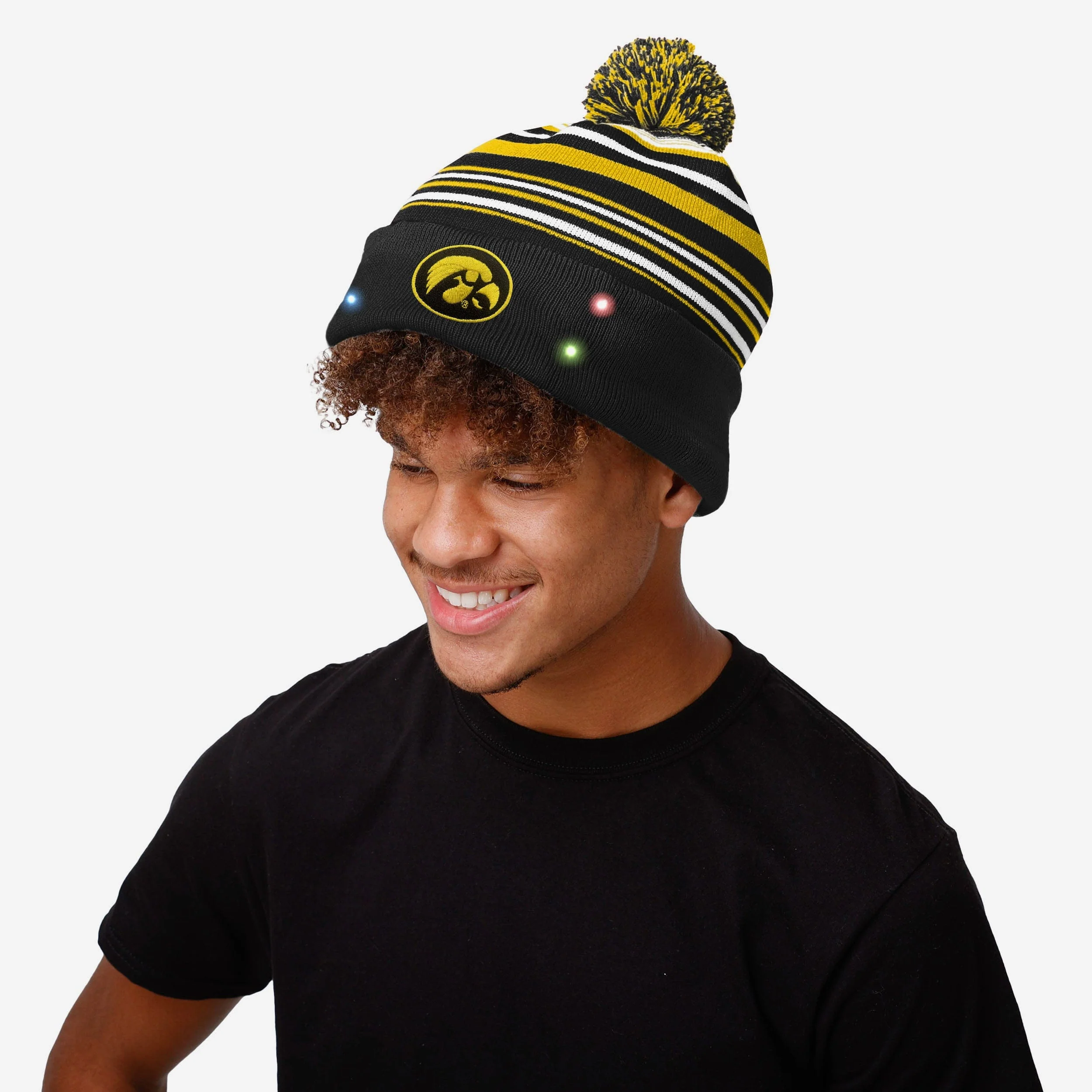Iowa Hawkeyes Horizontal Stripe Light Up Beanie - Image 3
