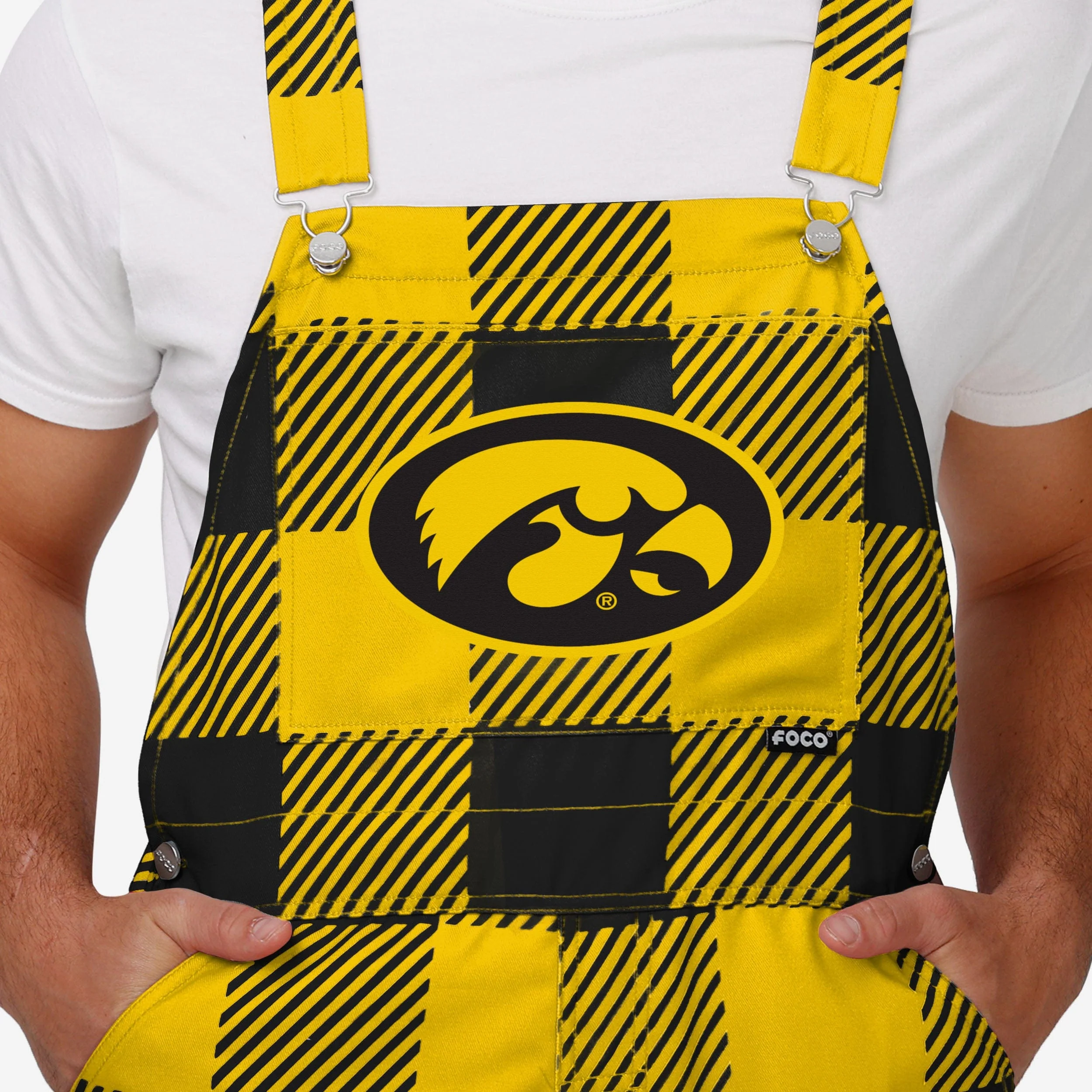 Iowa Hawkeyes Mens Plaid Bib Overalls - Image 4