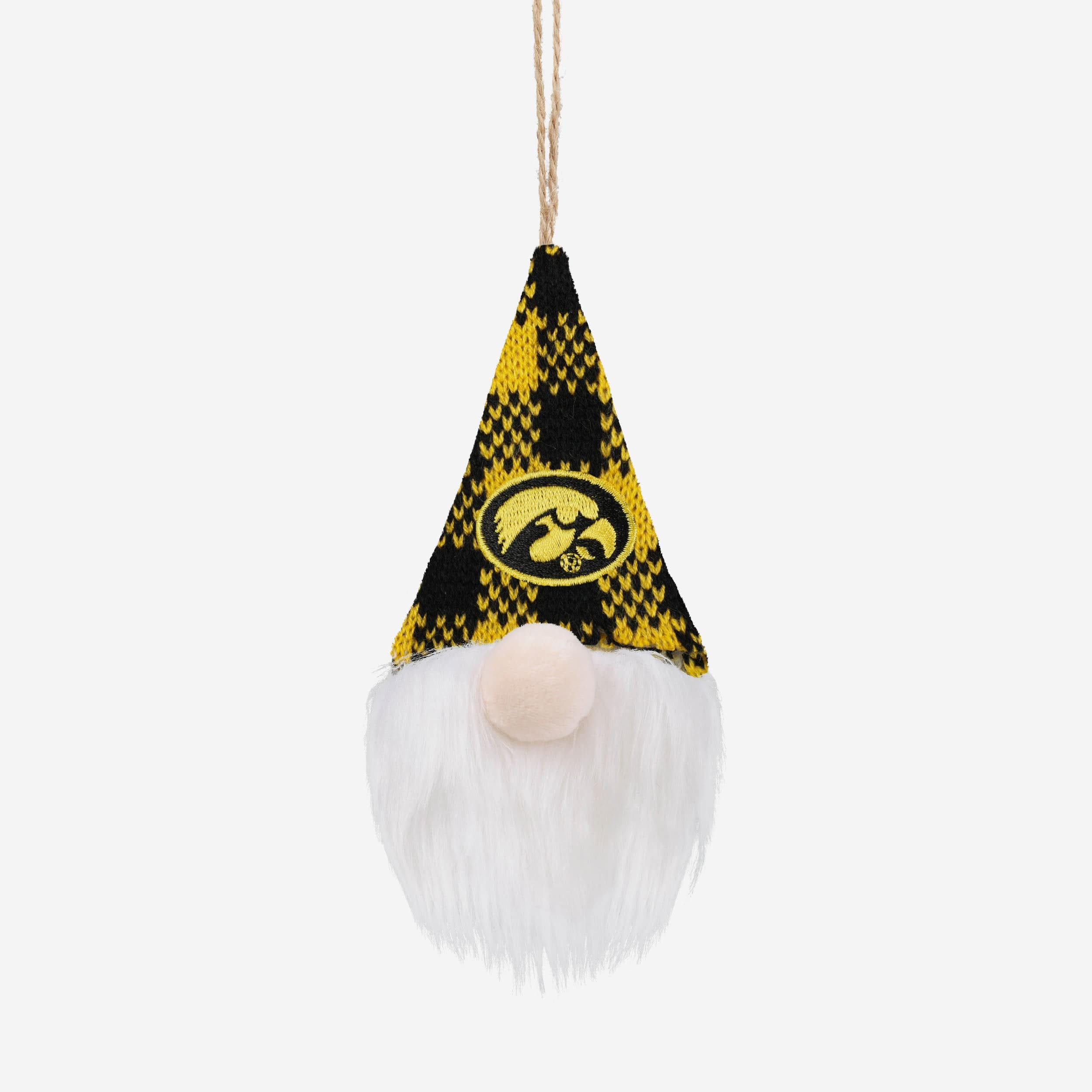 Iowa Hawkeyes Plaid Hat Plush Gnome Ornament