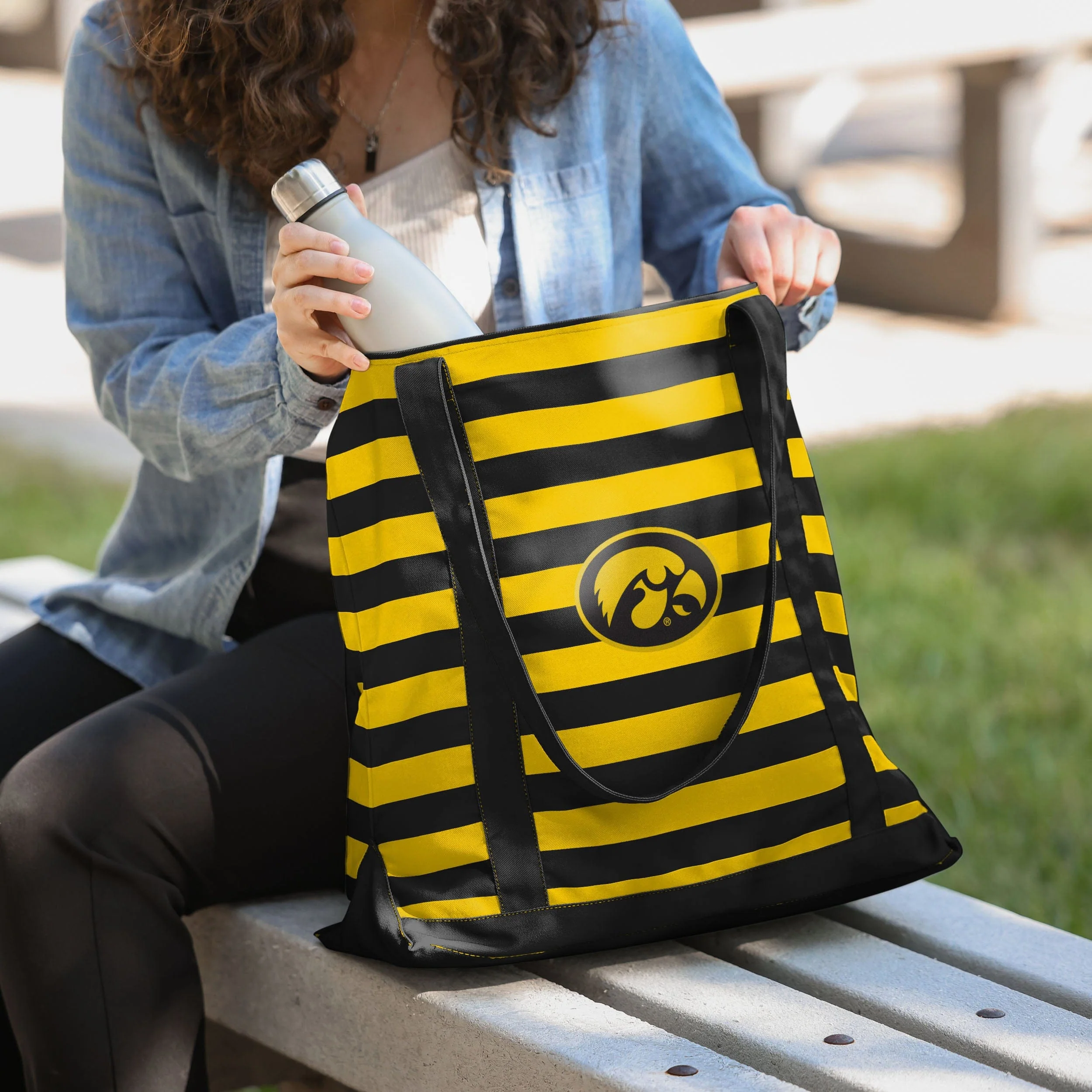 Iowa Hawkeyes Team Stripe Canvas Tote Bag - Image 3