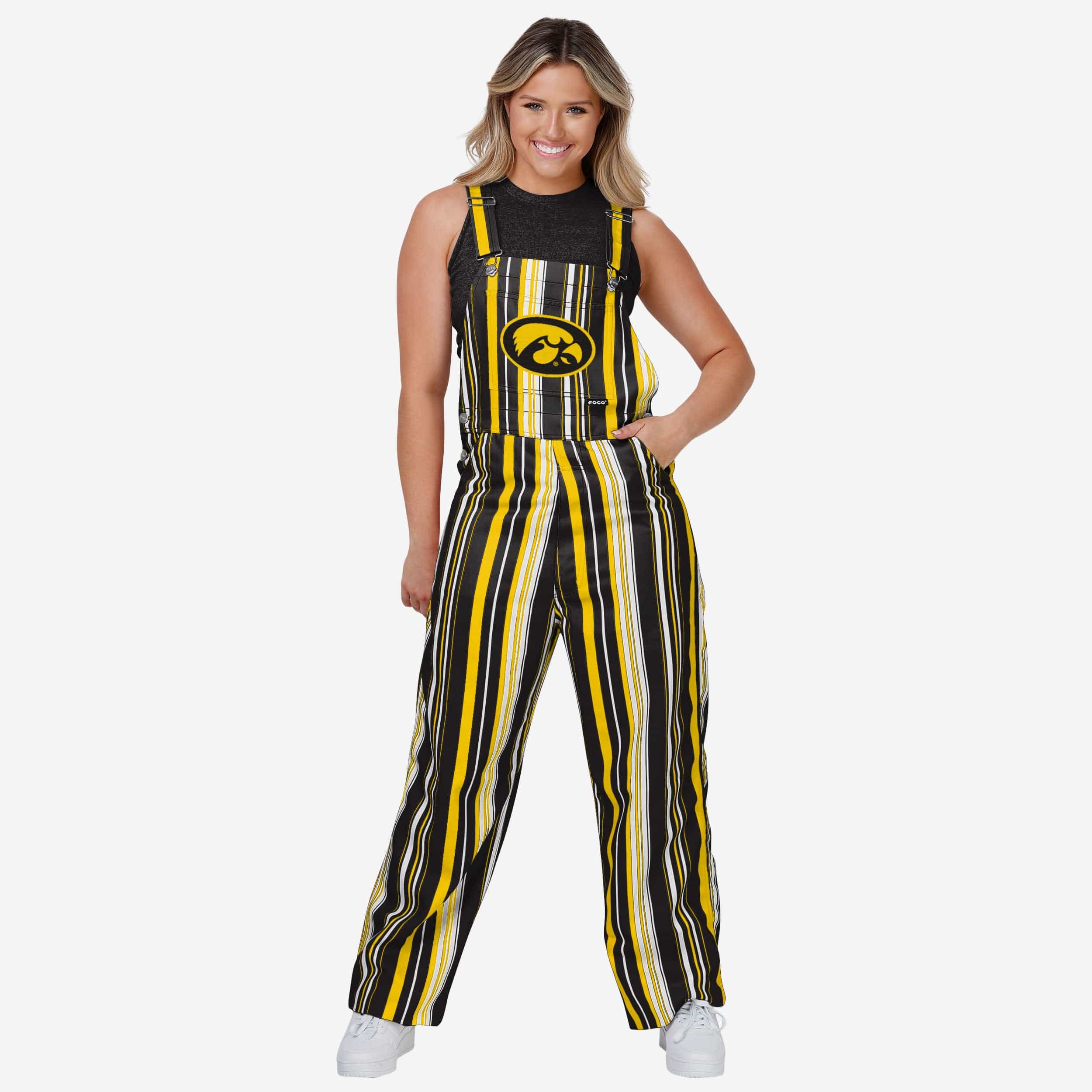 Iowa Hawkeyes Womens Hyper Stripe Bib Overalls
