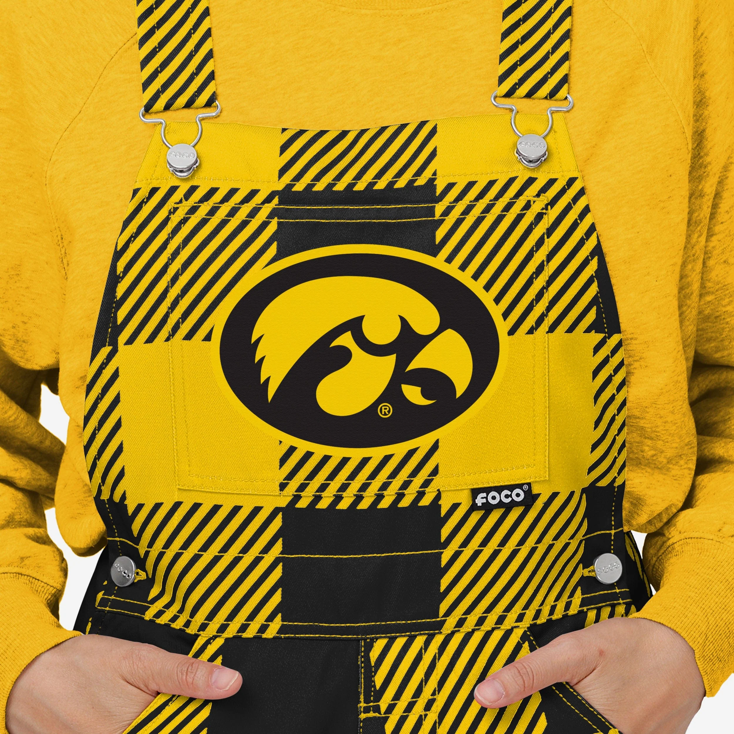 Iowa Hawkeyes Womens Plaid Bib Overalls - Image 4