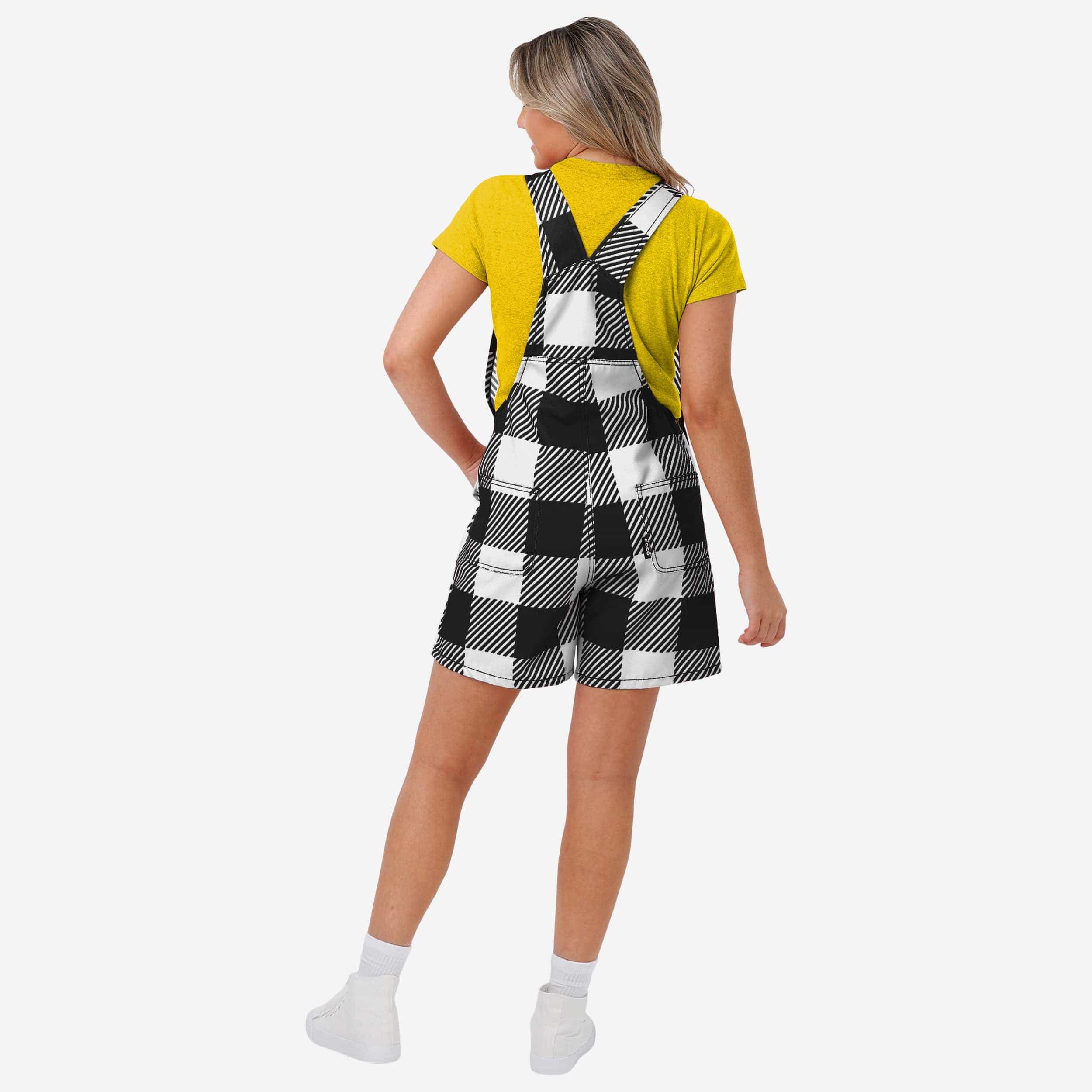 Iowa Hawkeyes Womens Plaid Bib Shortalls - Image 2