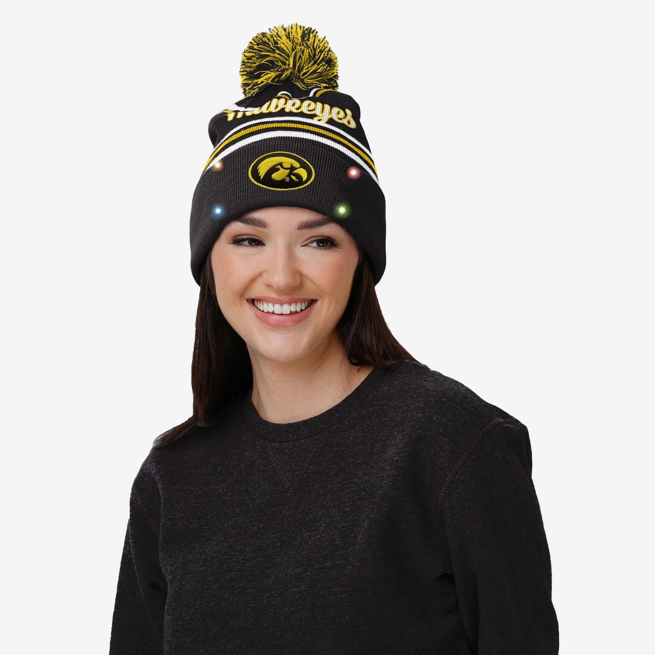 Iowa Hawkeyes Womens Wordmark Script Light Up Beanie - Image 3