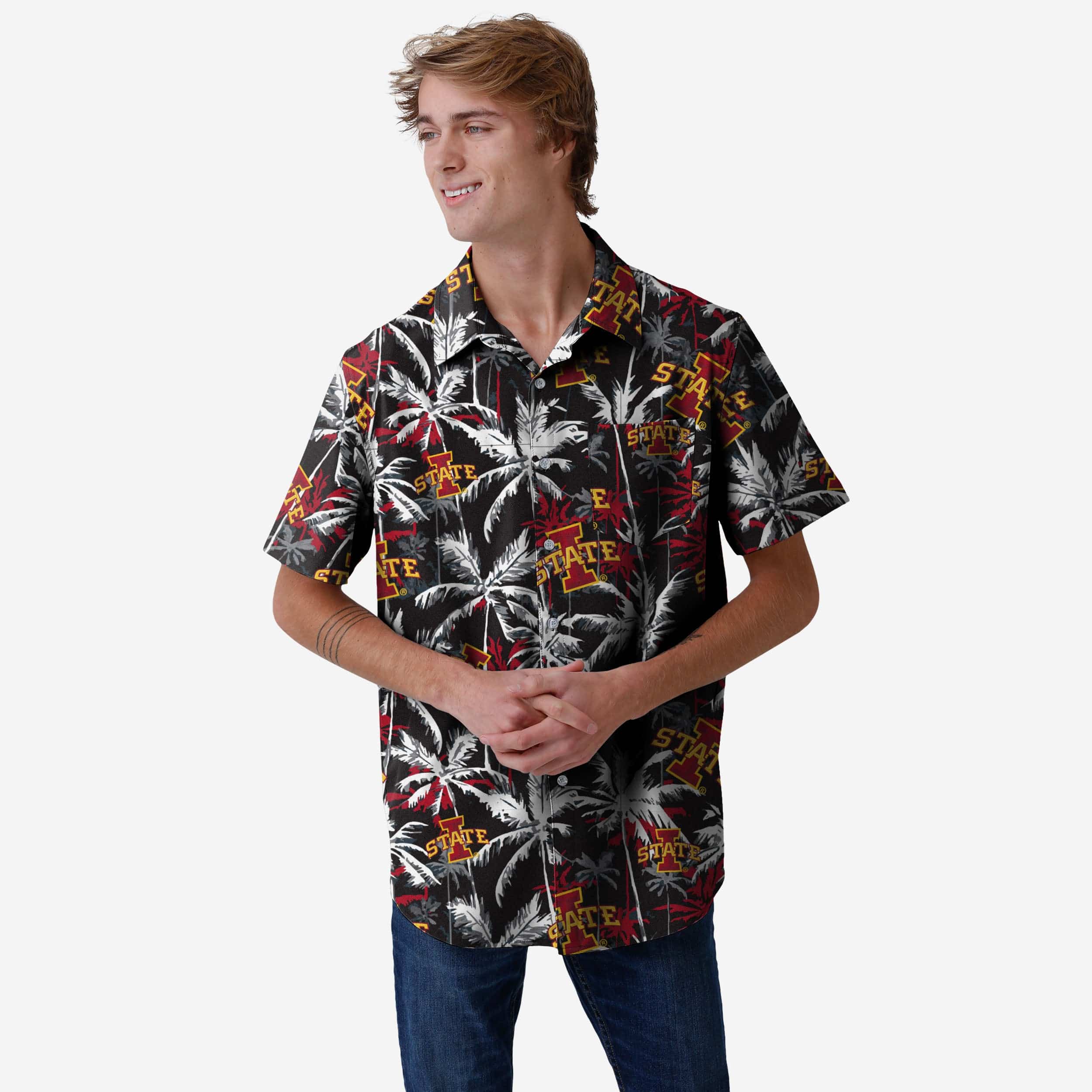 Iowa State Cyclones Black Floral Button Up Shirt