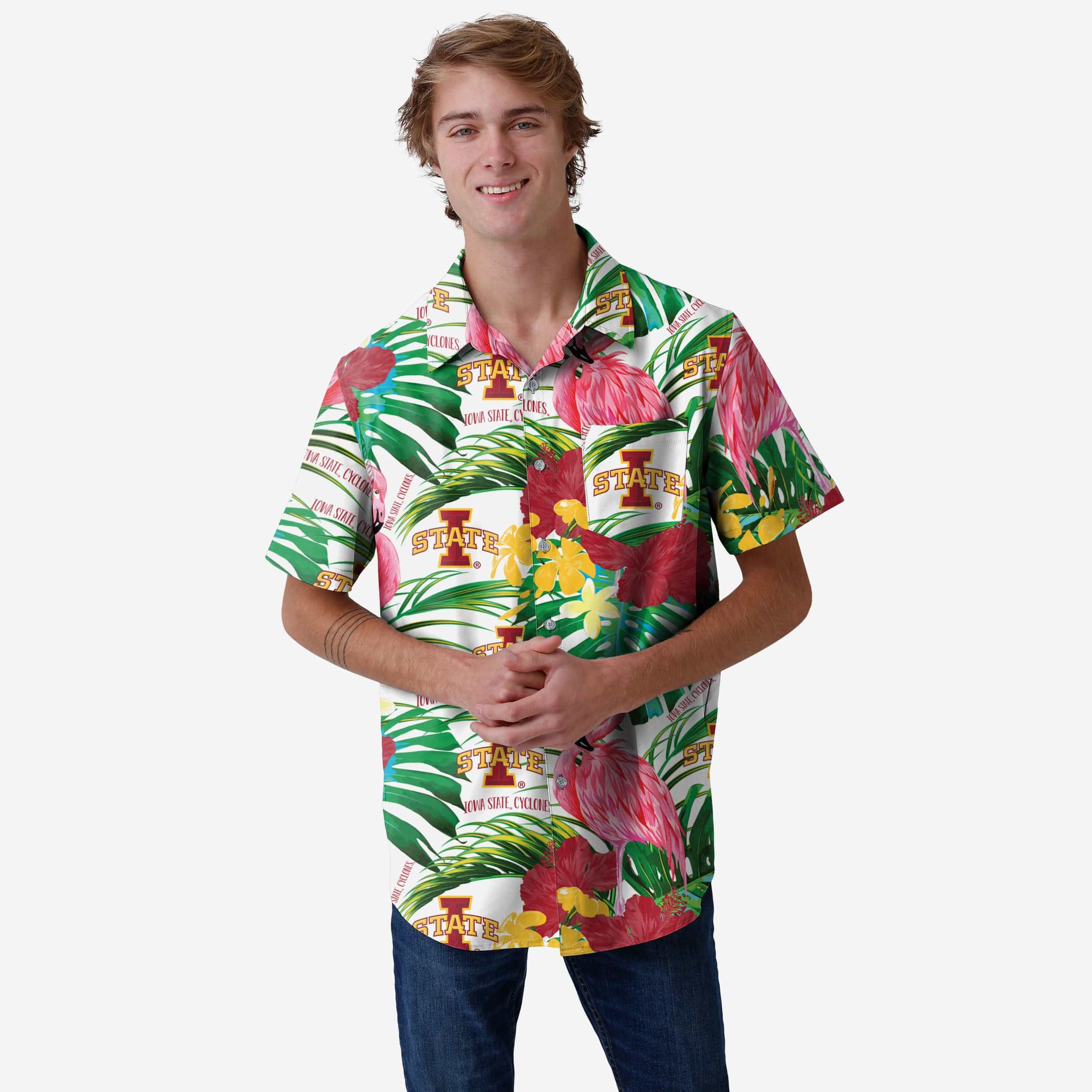 Iowa State Cyclones Flamingo Button Up Shirt