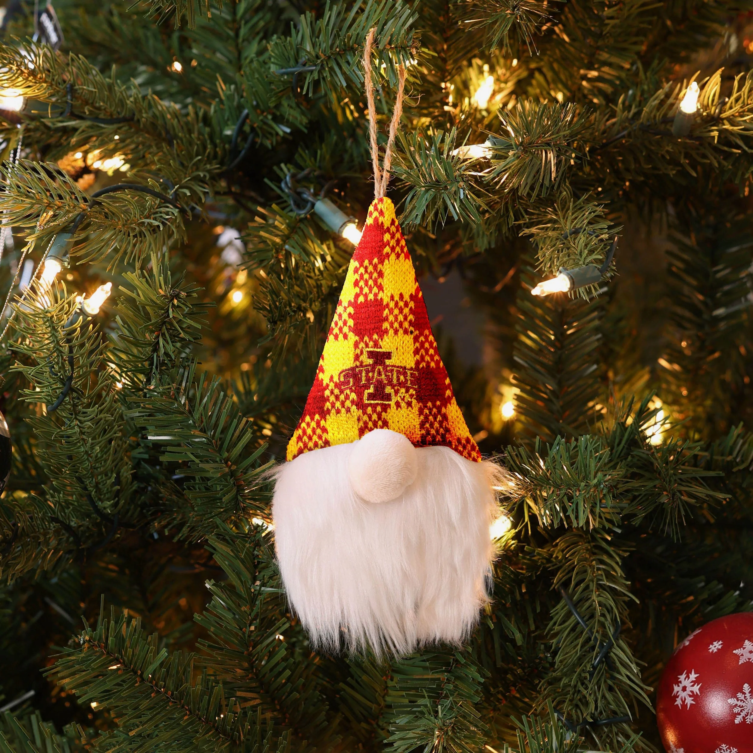 Iowa State Cyclones Plaid Hat Plush Gnome Ornament - Image 3