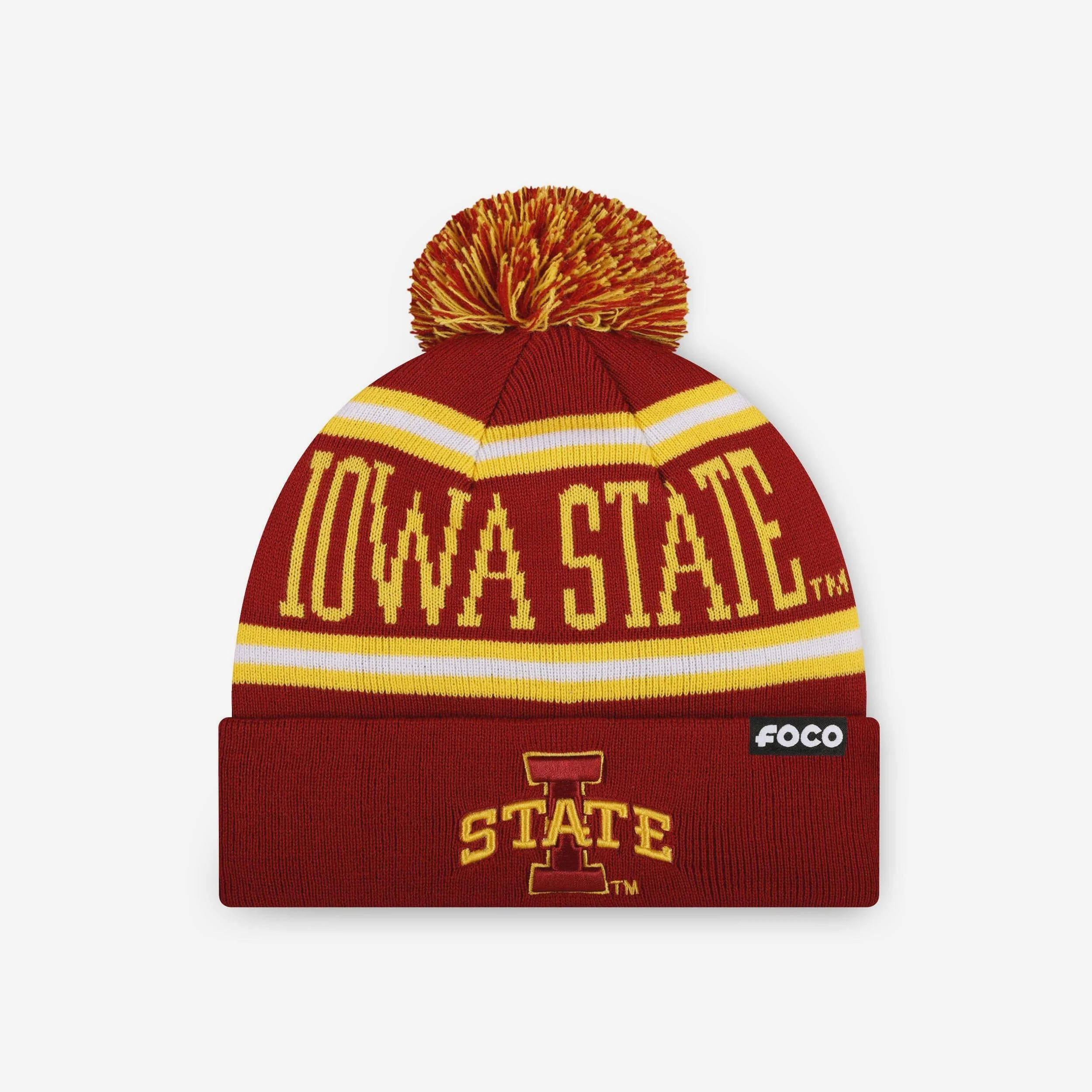 Iowa State Cyclones Primary Stripe Pom Beanie