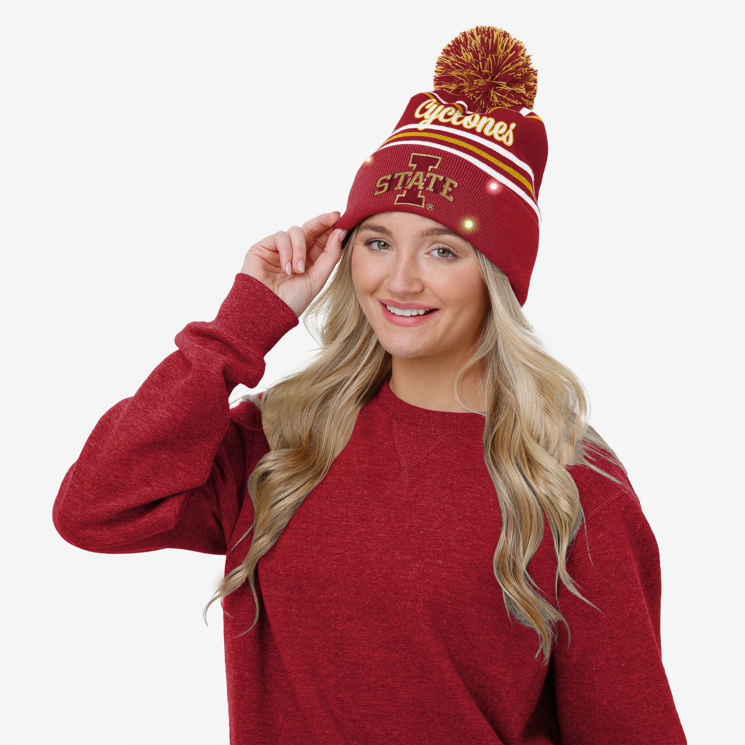 Iowa State Cyclones Womens Wordmark Script Light Up Beanie - Image 3