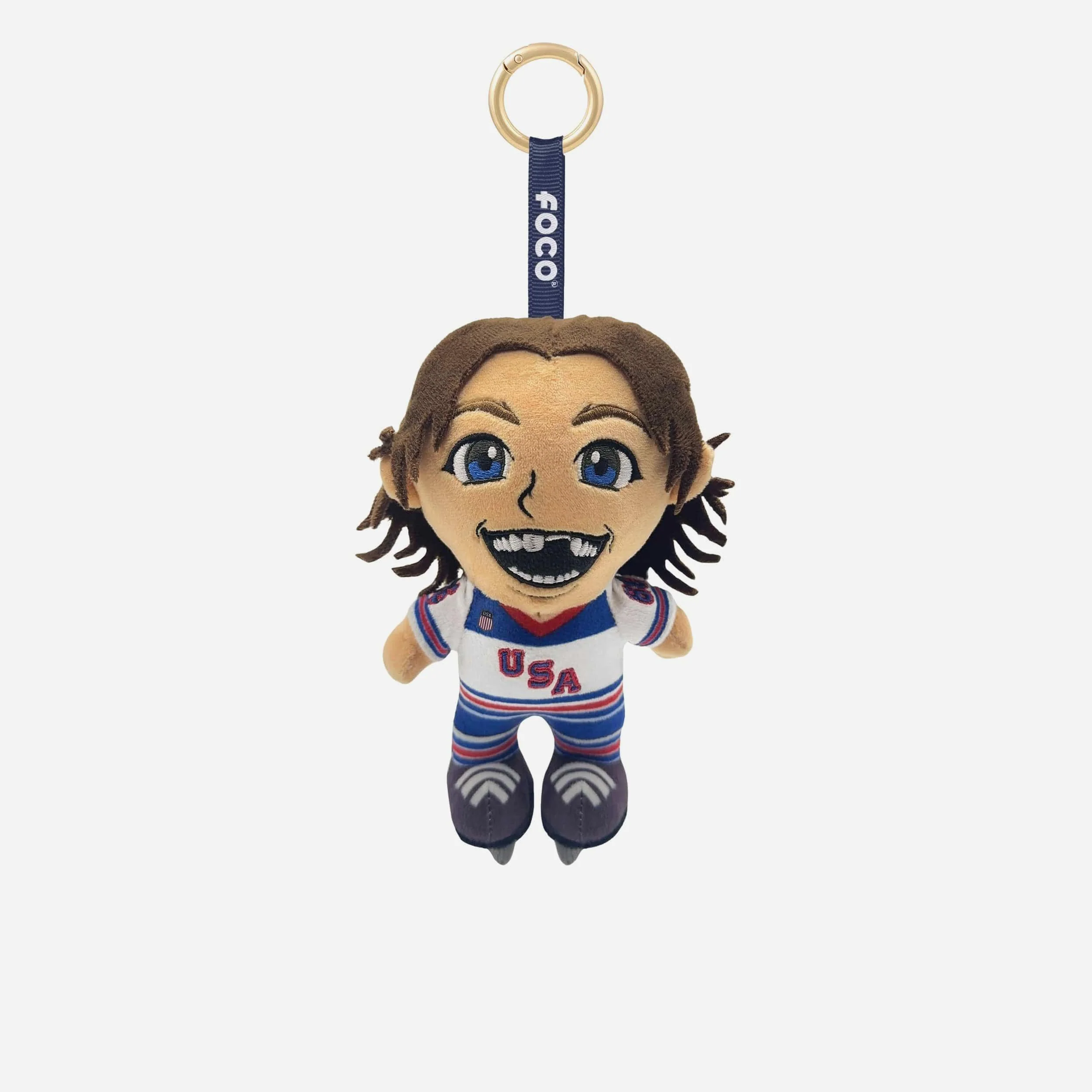 Jack Hughes Team USA Men's Hockey Plush Player Bag Charm Keychain