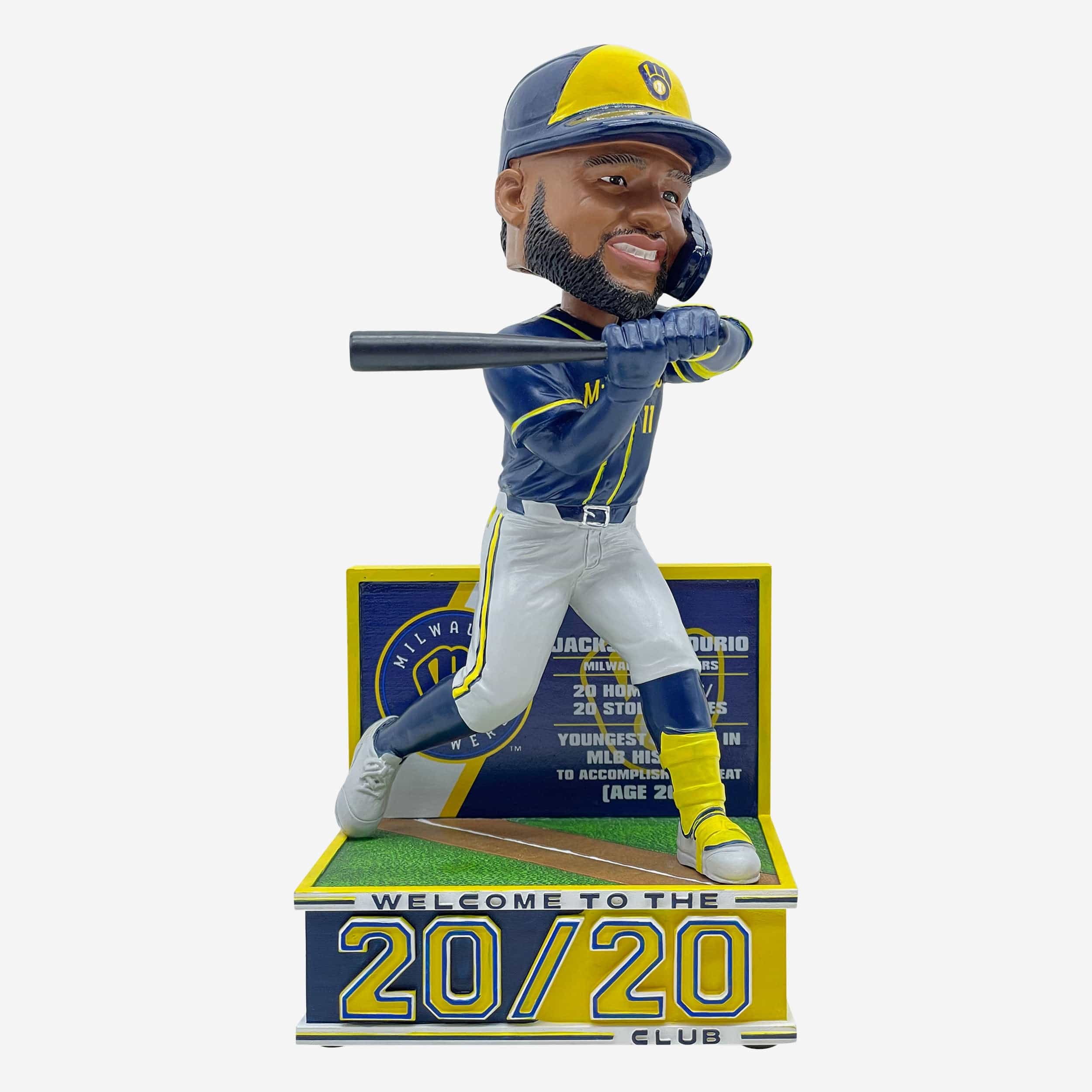 Jackson Chourio Milwaukee Brewers Youngest Ever 20 Home Runs and 20 Stolen Bases Season Bobblehead