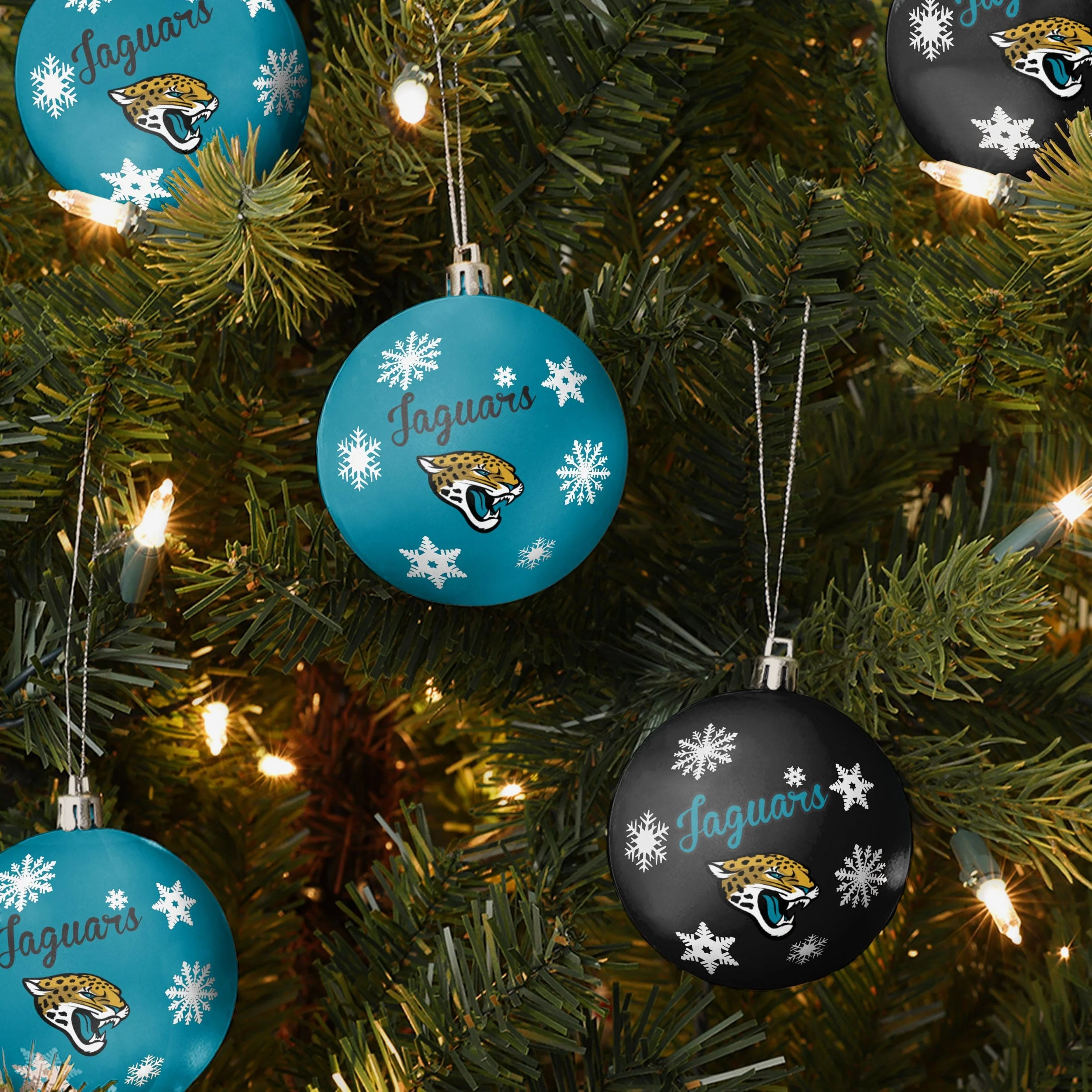 Jacksonville Jaguars 5 Pack Shatterproof Ball Ornament Set - Image 2