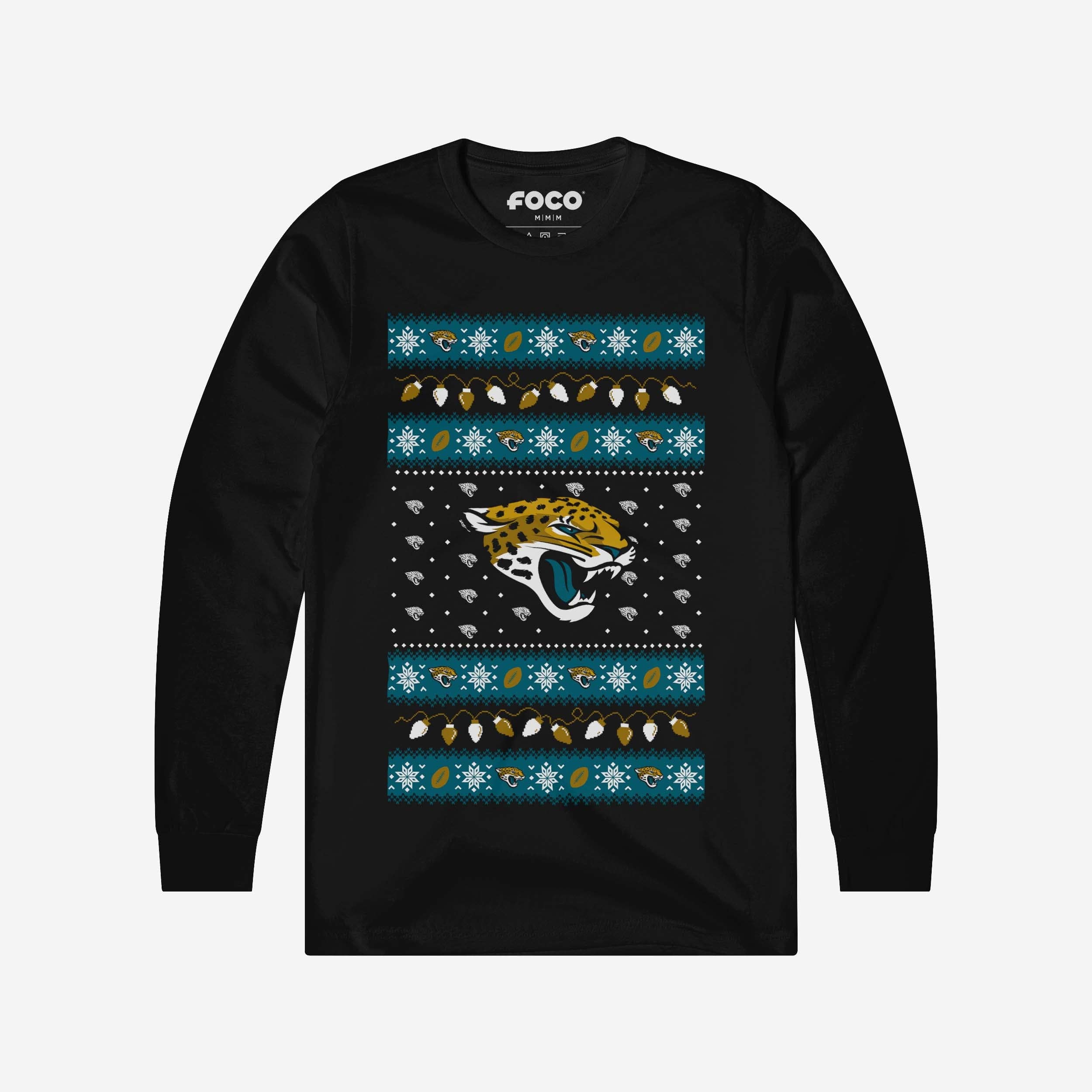 Jacksonville Jaguars Holiday Lights Sweater Long Sleeve T-Shirt