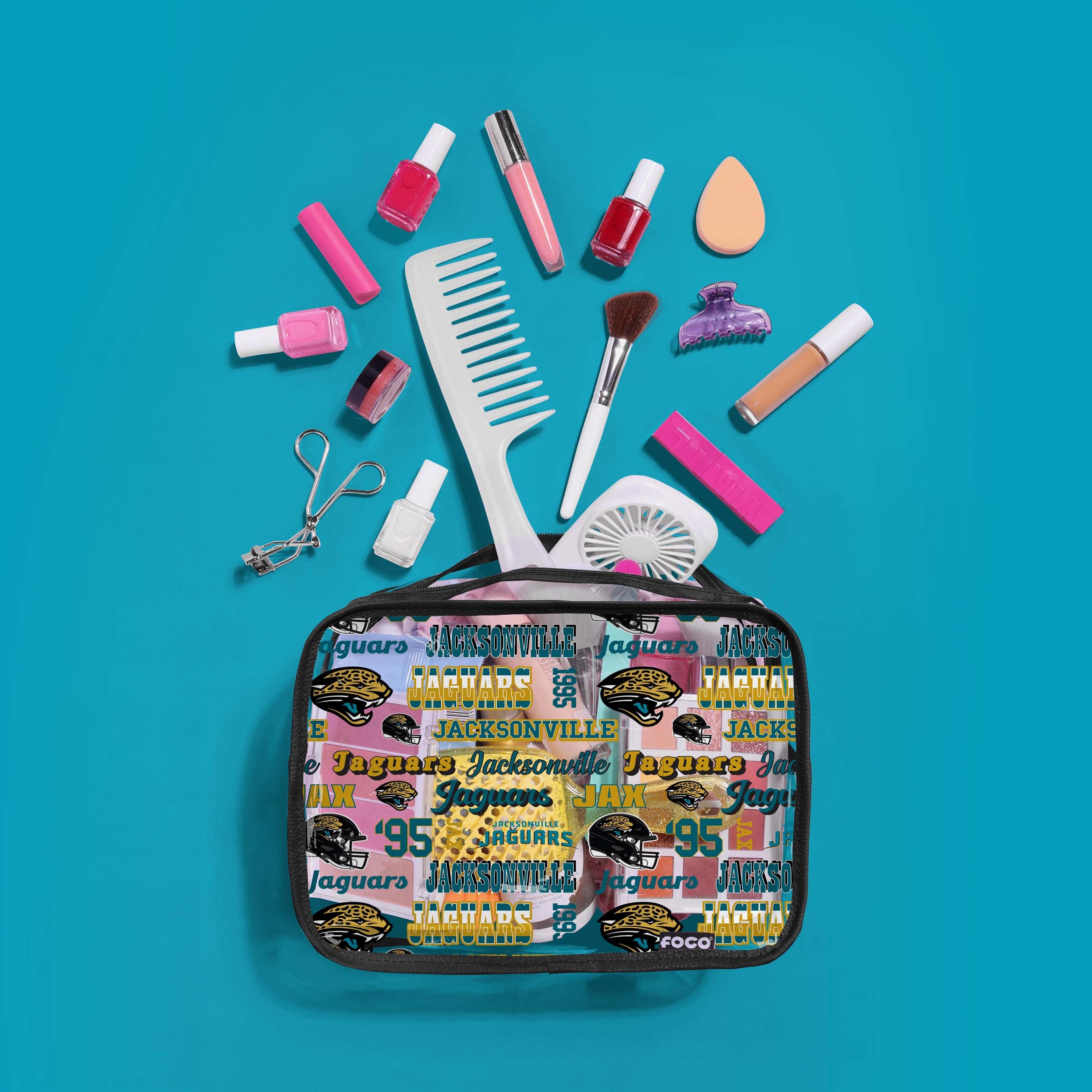 Jacksonville Jaguars Repeat Retro Print Clear Cosmetic Bag - Image 2