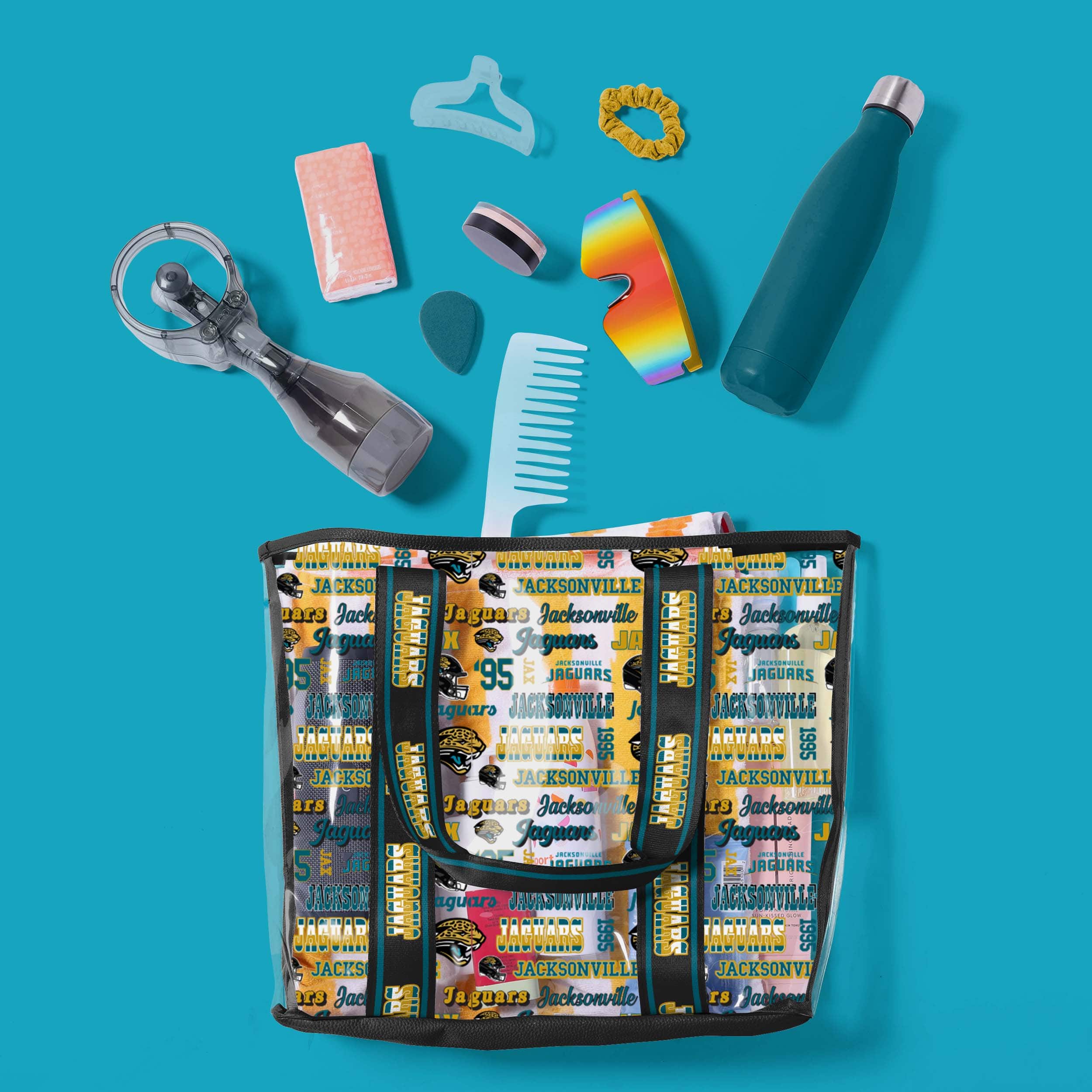 Jacksonville Jaguars Repeat Retro Print Clear Tote Bag - Image 3