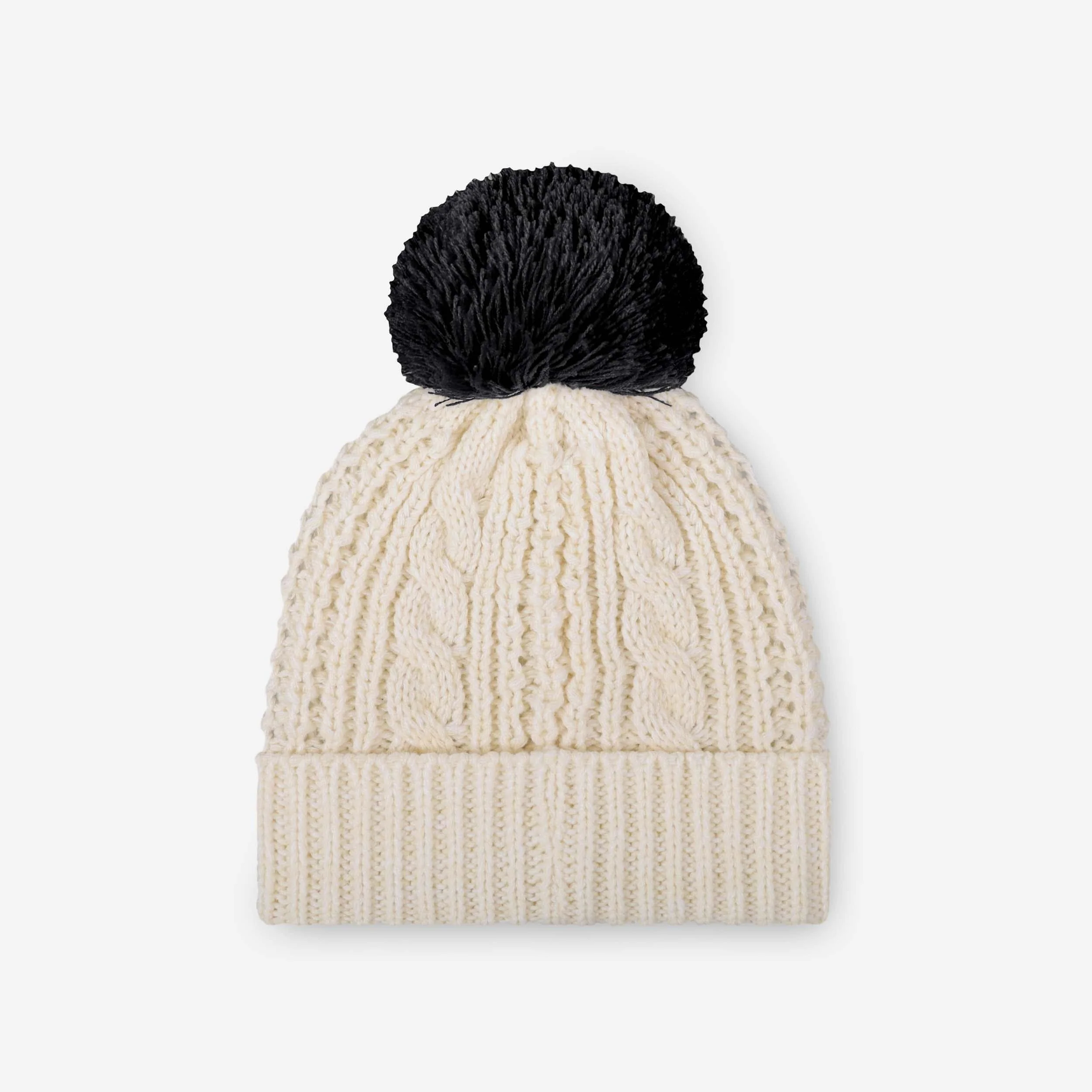 Jacksonville Jaguars Womens Primary Logo White Cable Knit Pom Beanie - Image 2