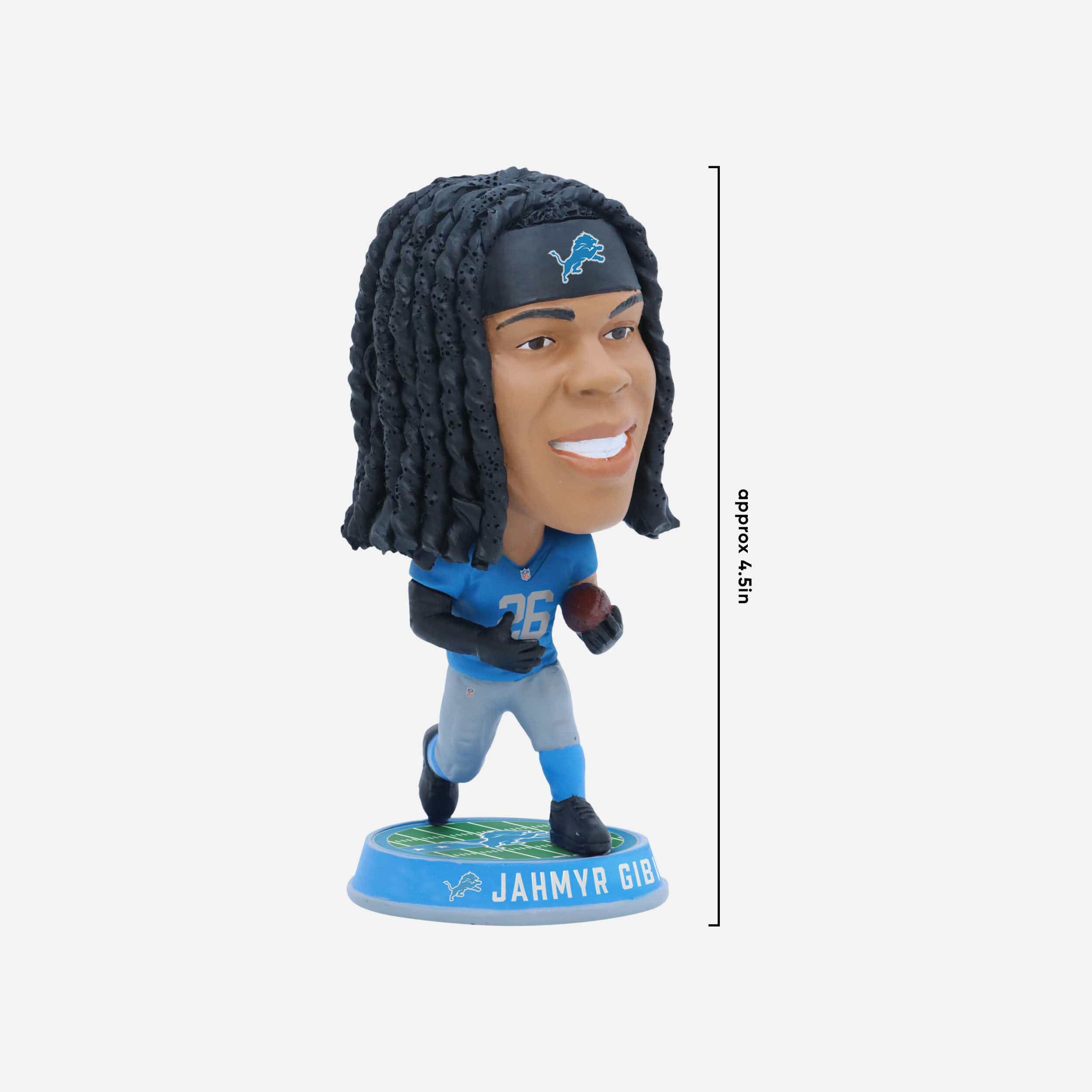 Jahmyr Gibbs Detroit Lions Retro Uniform Field Stripe Mini Bighead Bobblehead - Image 4