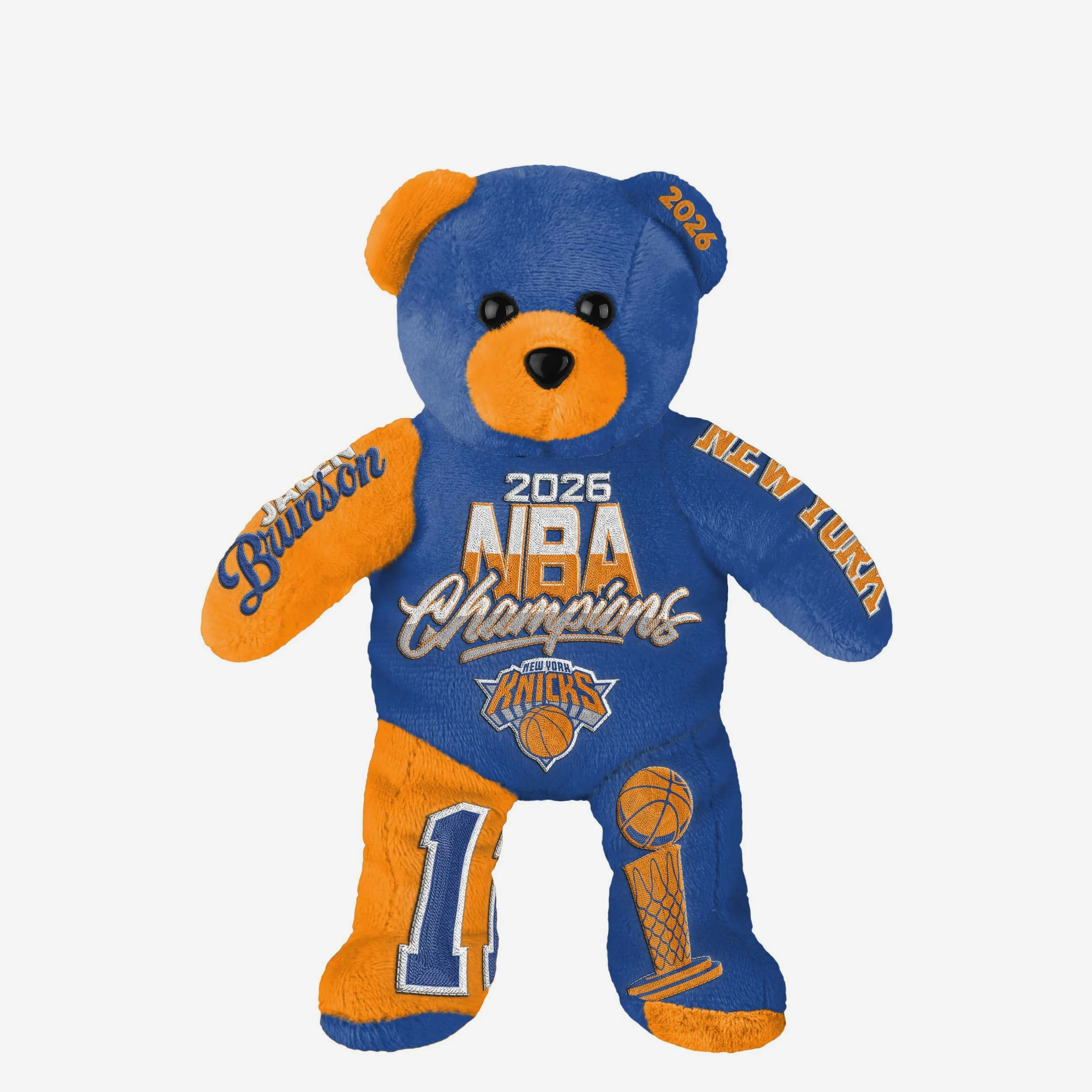Jalen Brunson New York Knicks 2026 NBA Champions Team Beans Embroidered Player Bear