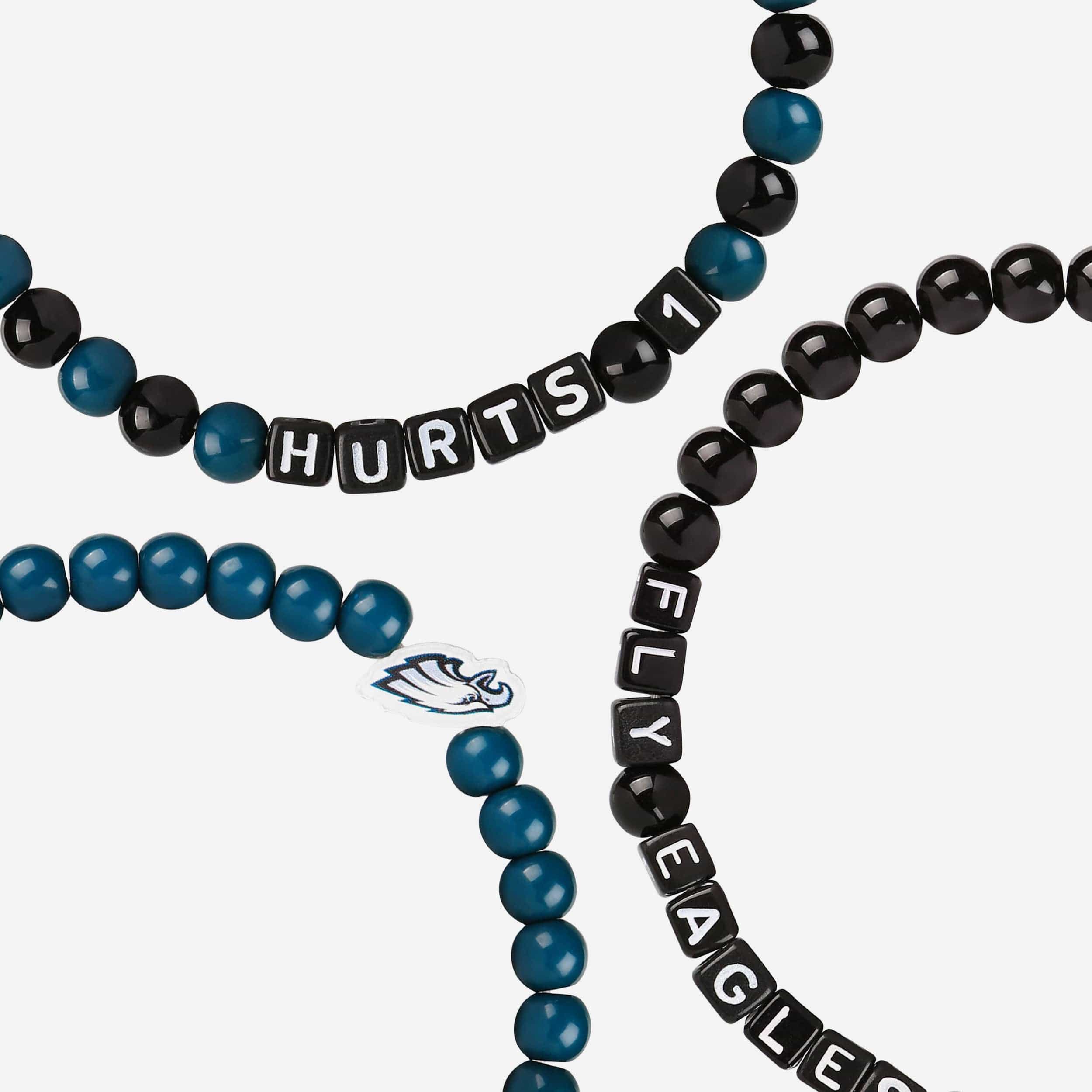 Jalen Hurts & Lane Johnson Philadelphia Eagles 3 Pack Player Beaded Friendship Bracelet - Image 2
