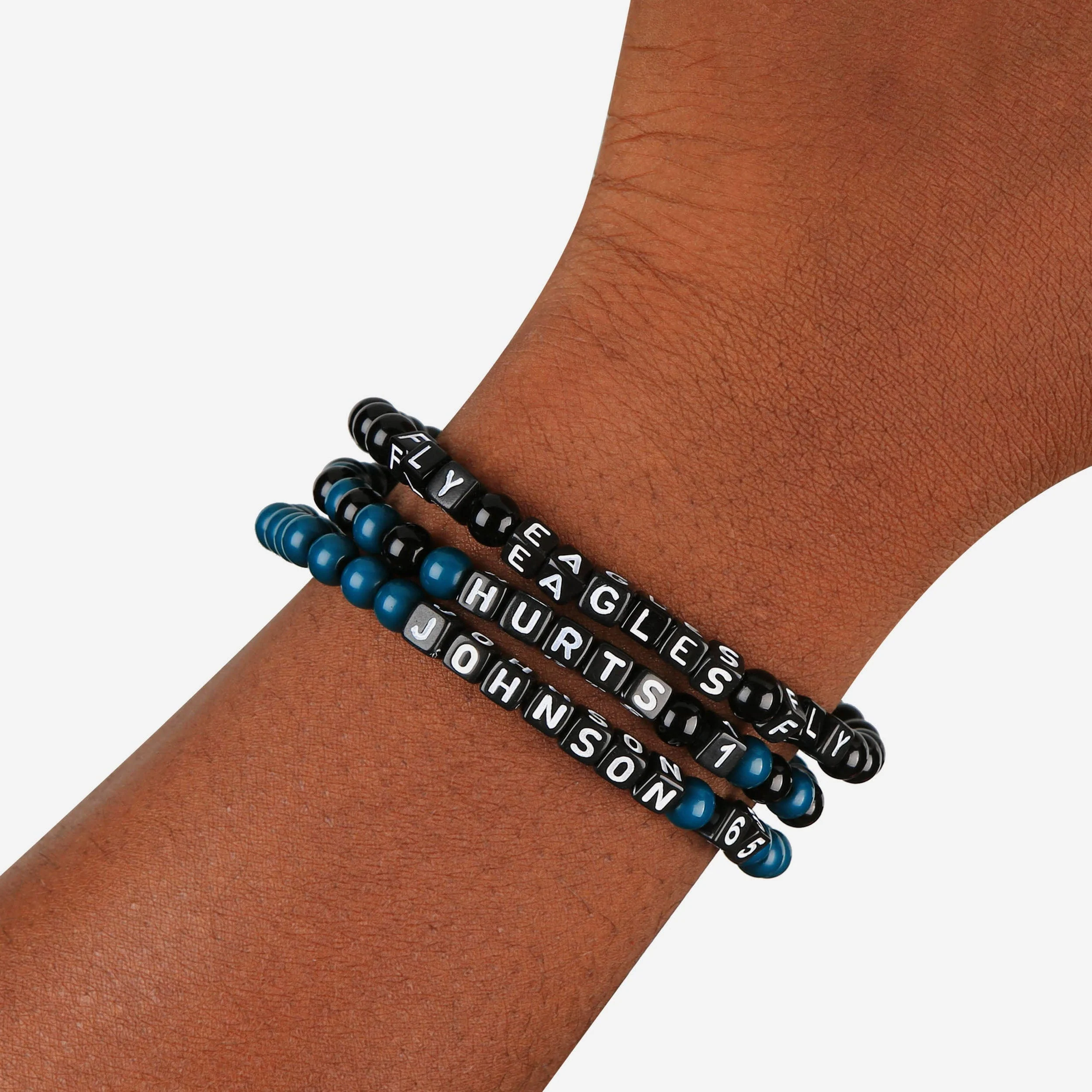Jalen Hurts & Lane Johnson Philadelphia Eagles 3 Pack Player Beaded Friendship Bracelet - Image 4