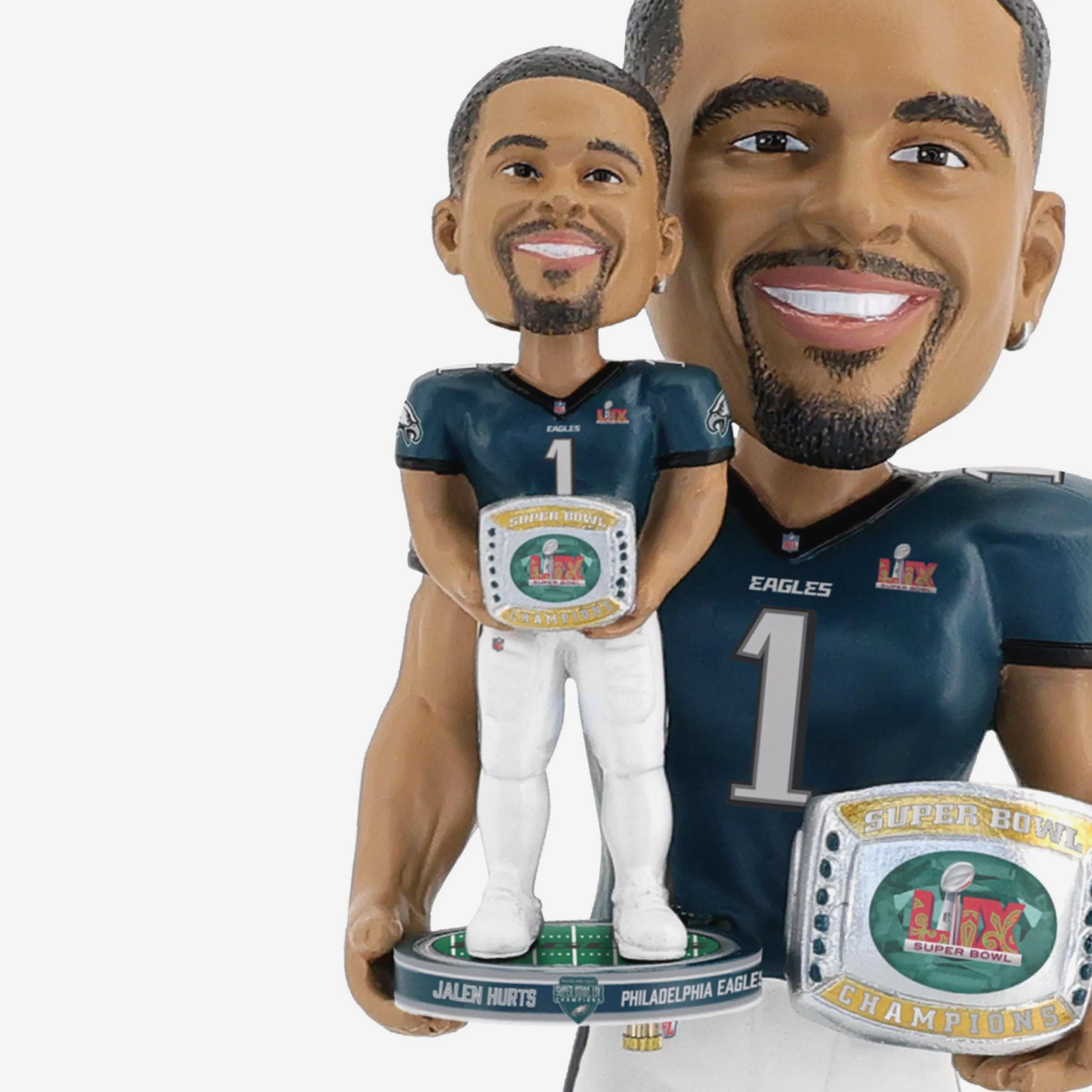 Jalen Hurts Philadelphia Eagles Super Bowl LIX Champions Bobble Dubblz Bobblehead - Image 4