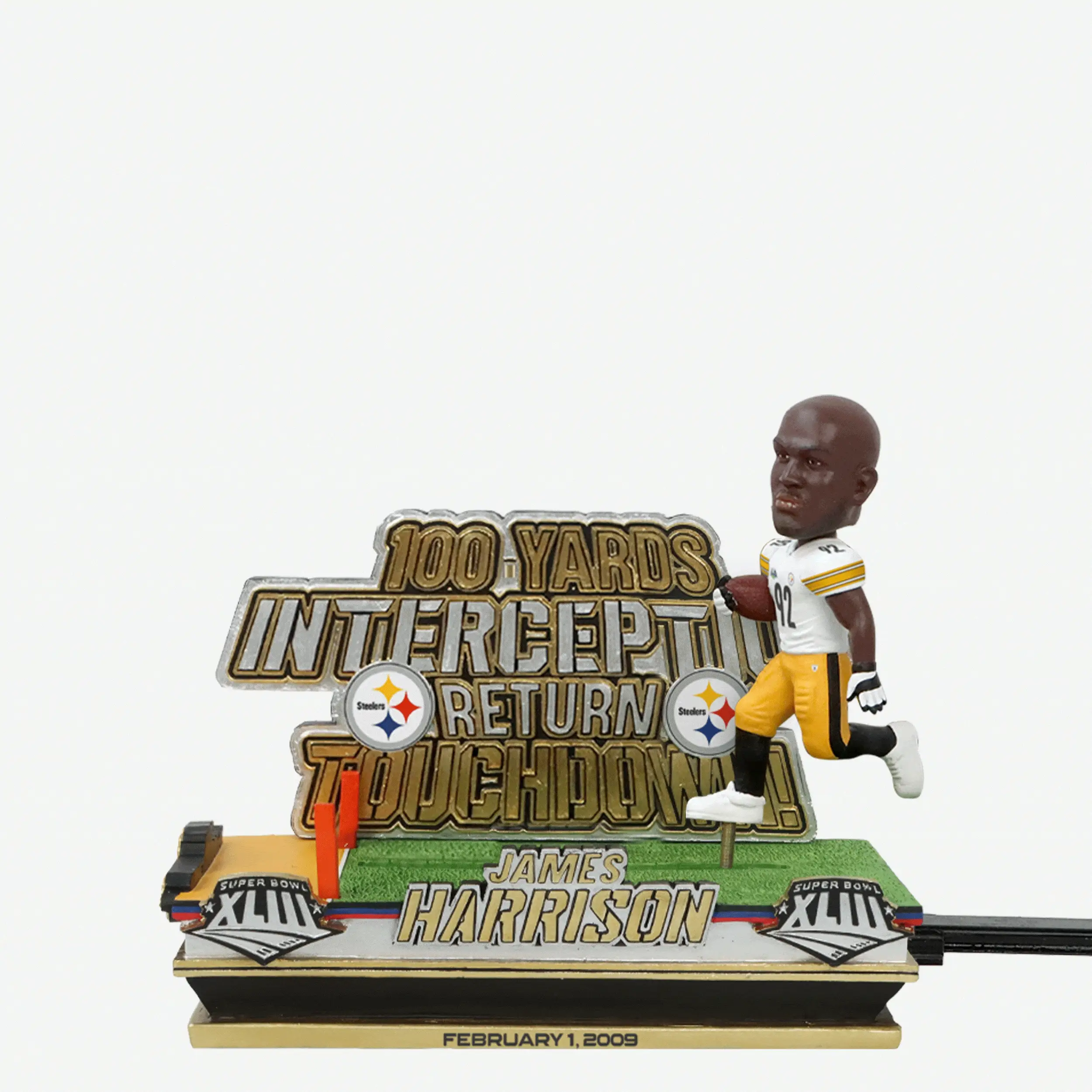 James Harrison Pittsburgh Steelers Super Bowl XLIII Interception Return Touchdown Slider Bobblehead - Image 2