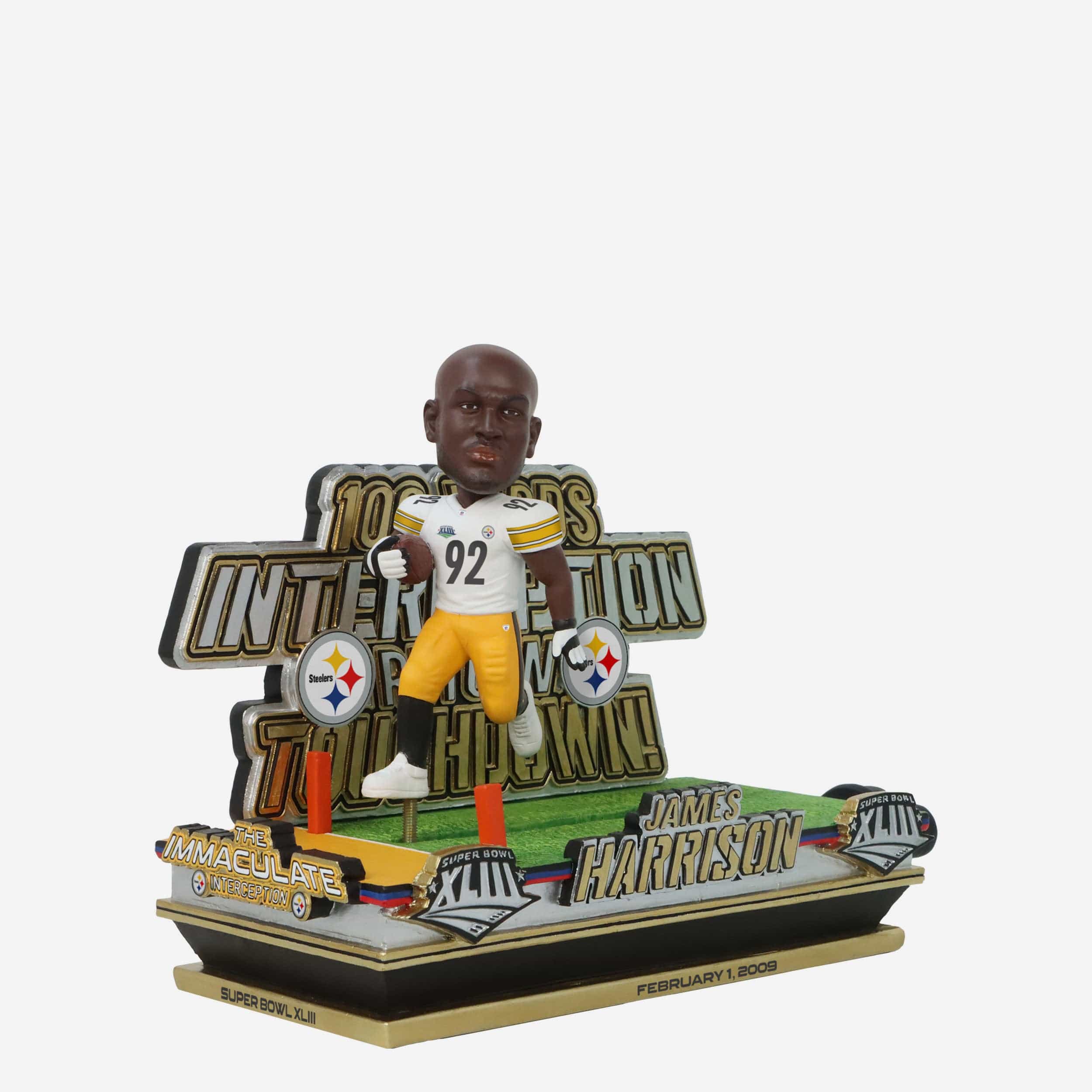 James Harrison Pittsburgh Steelers Super Bowl XLIII Interception Return Touchdown Slider Bobblehead - Image 6