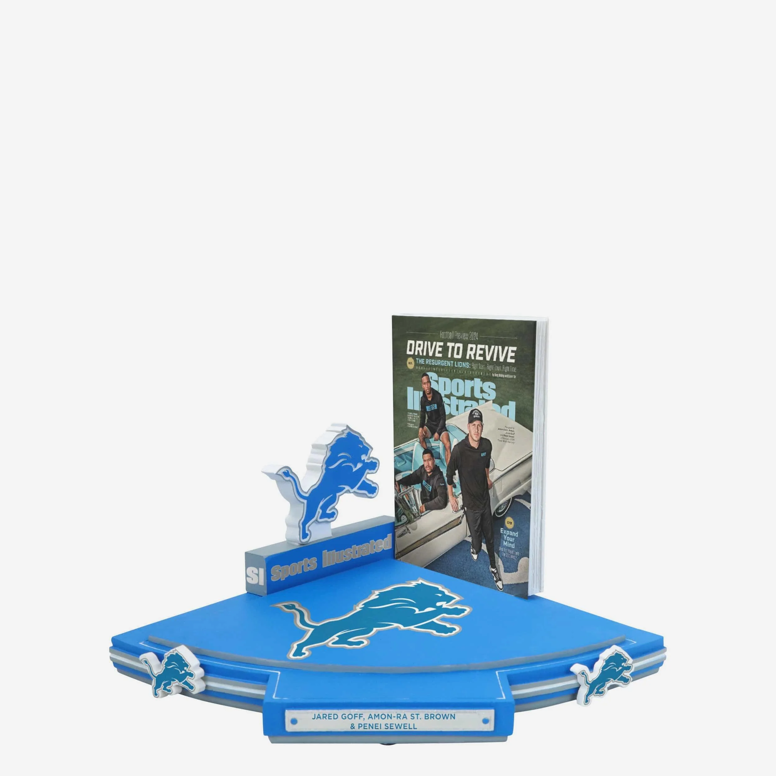Jared Goff & Amon-Ra St Brown & Penei Sewell Detroit Lions Drive to Revive Sports Illustrated Cover Bobblehead - Image 5