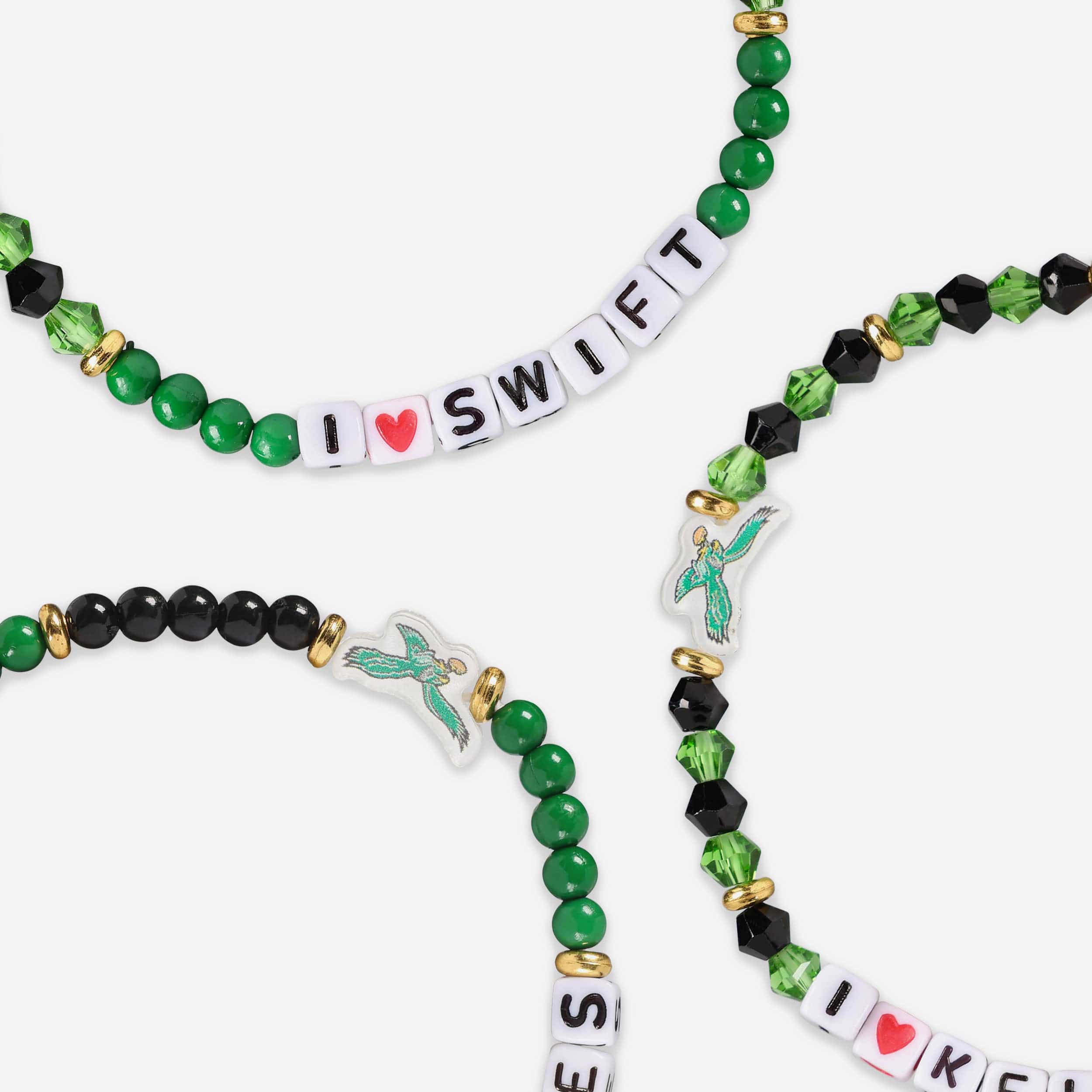 Jason Kelce & D'Andre Swift Philadelphia Eagles Kelly Green 3 Pack Player Friendship Bracelet - Image 2