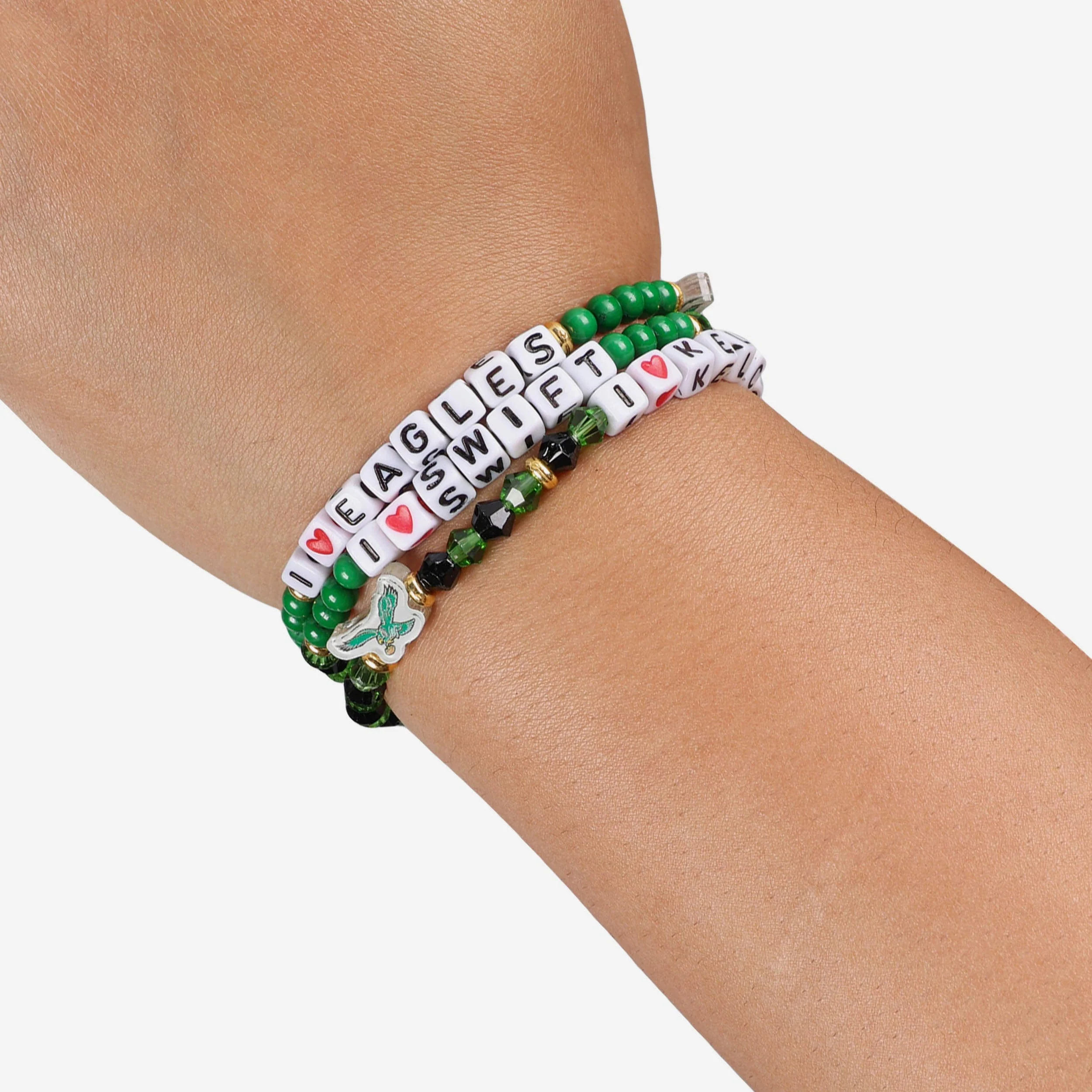 Jason Kelce & D'Andre Swift Philadelphia Eagles Kelly Green 3 Pack Player Friendship Bracelet - Image 4