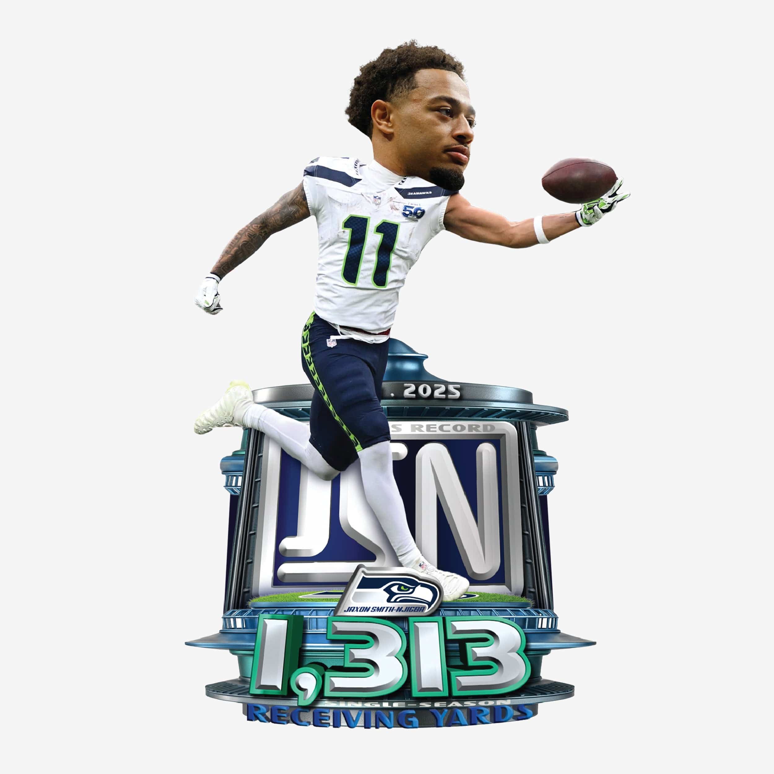 Jaxon Smith-Njigba Seattle Seahawks Single Season Receiving Yards Franchise Record Bobblehead