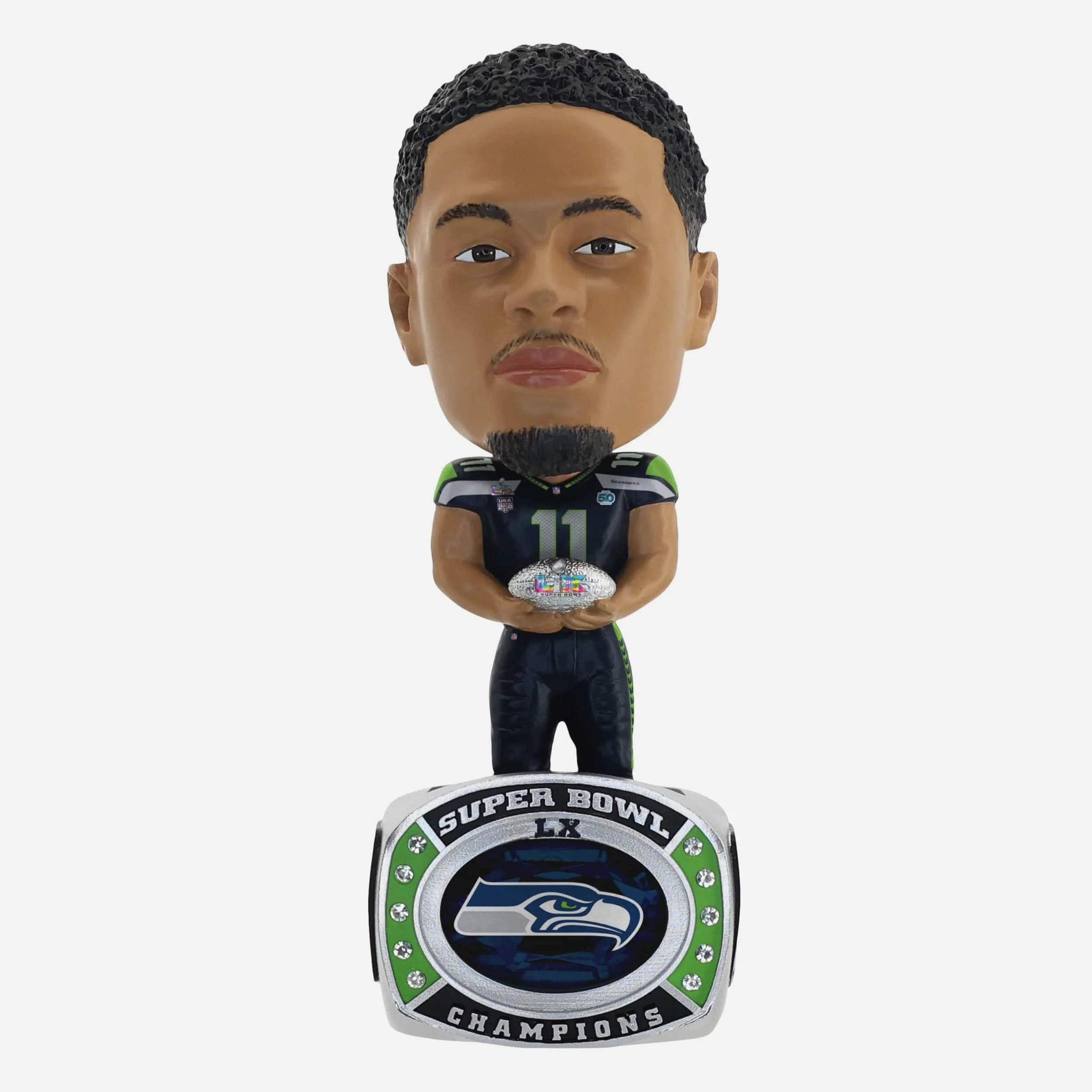 Jaxon Smith-Njigba Seattle Seahawks Super Bowl LX Champions Ring Base Bighead Bobblehead