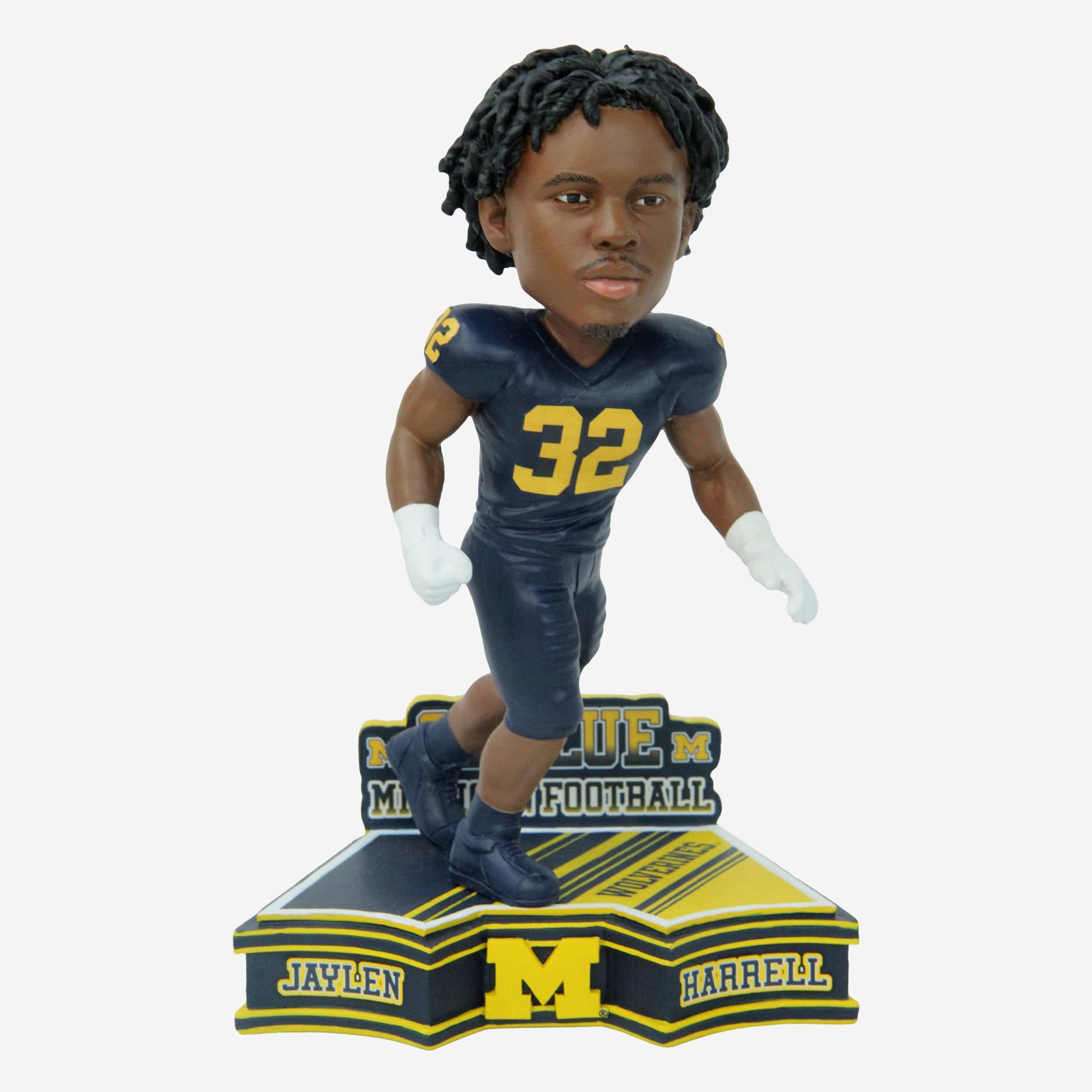 Jaylen Harrell Michigan Wolverines 2023 Football Blue Uniform Student Athlete Bobblehead