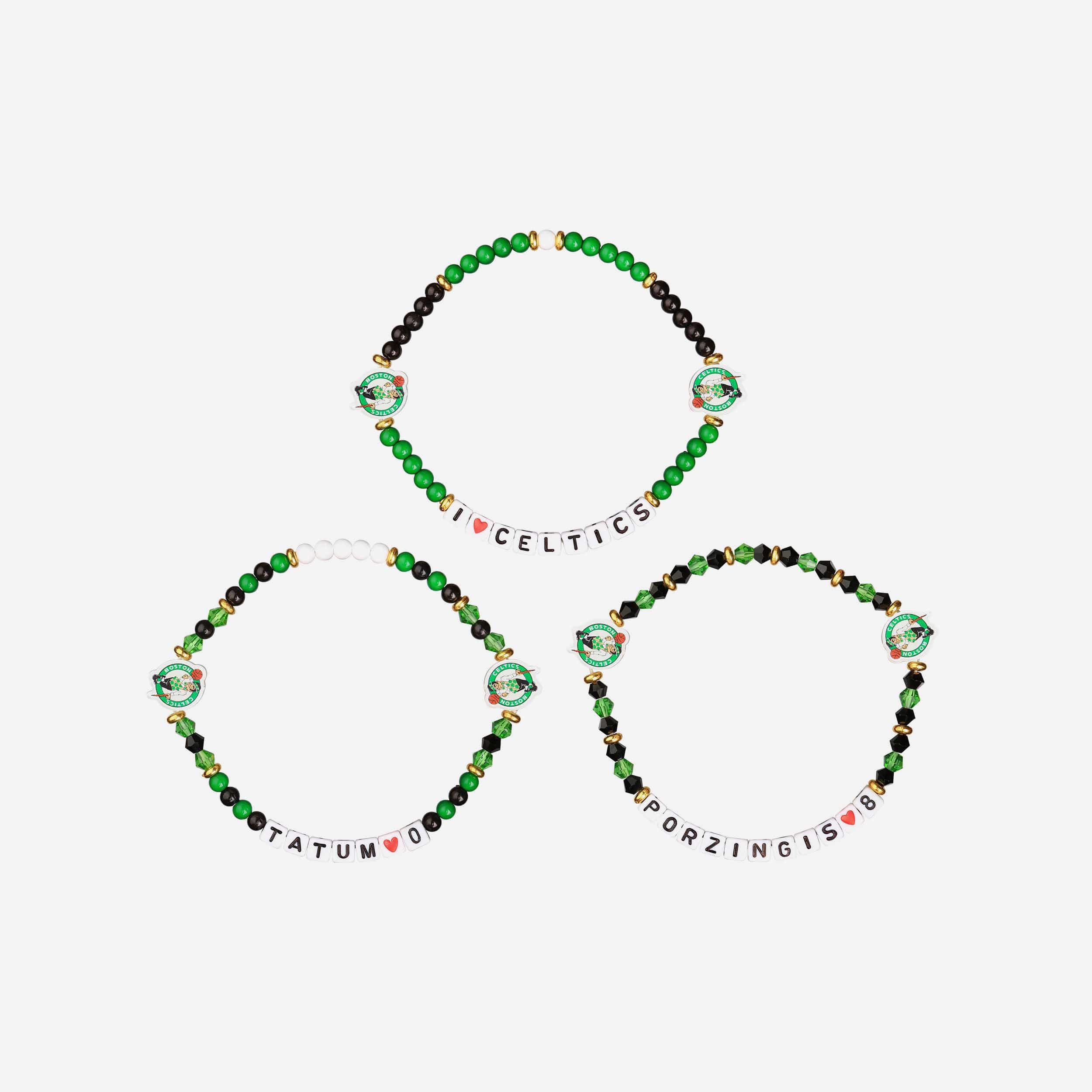Jayson Tatum & Kristaps Porzingis Boston Celtics 3 Pack Player Friendship Bracelet - Image 3