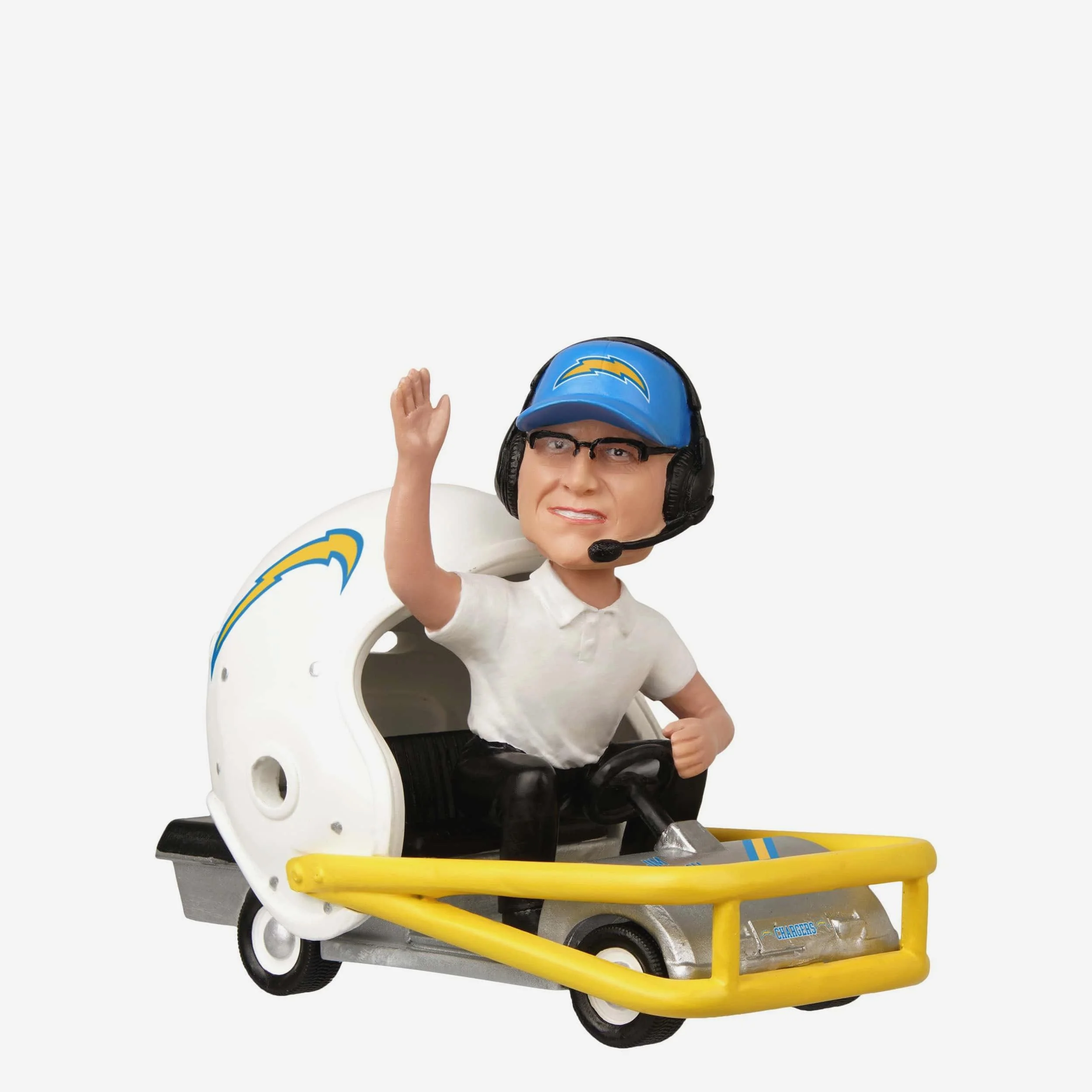 Jim Harbaugh Los Angeles Chargers Helmet Cart Bobblehead