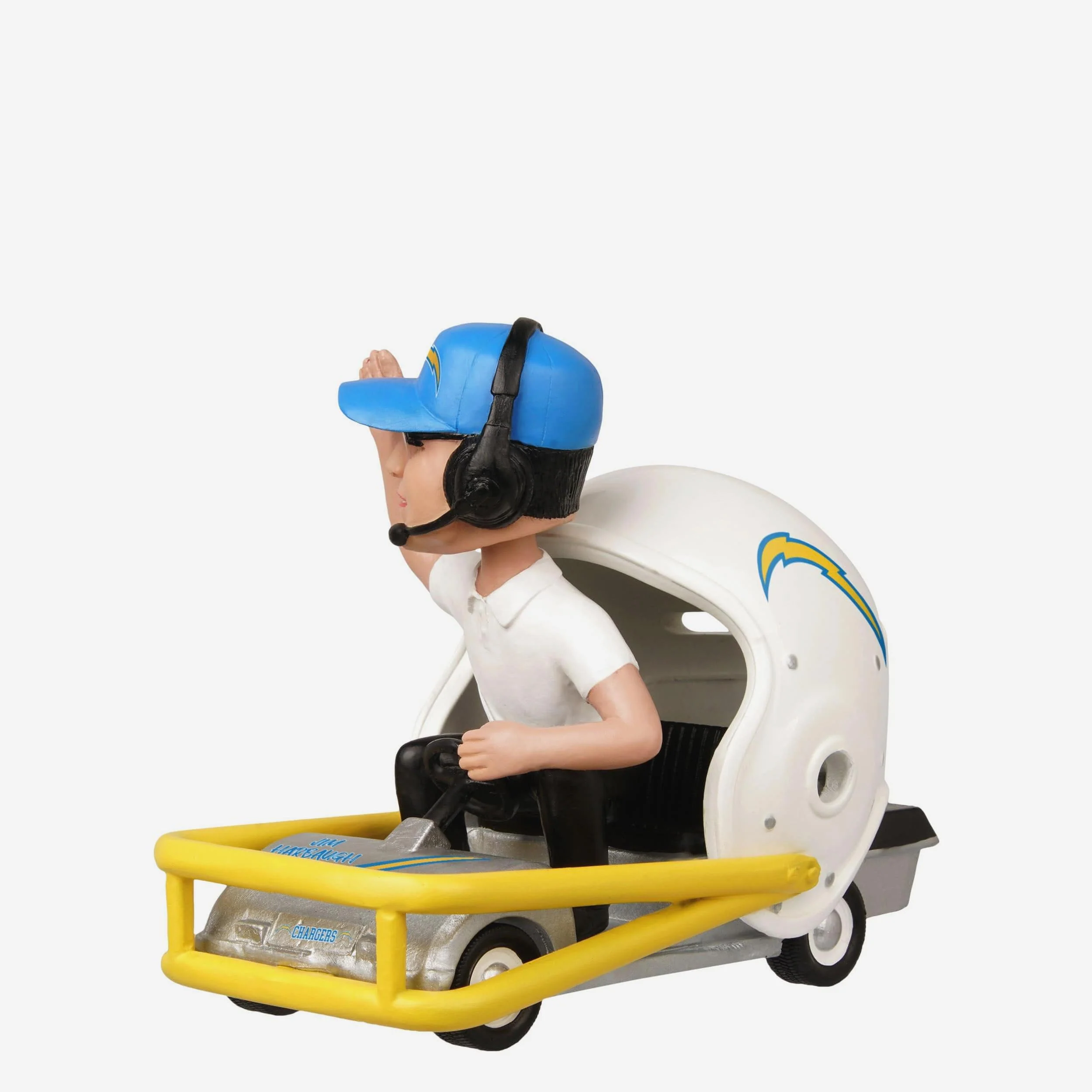 Jim Harbaugh Los Angeles Chargers Helmet Cart Bobblehead - Image 4