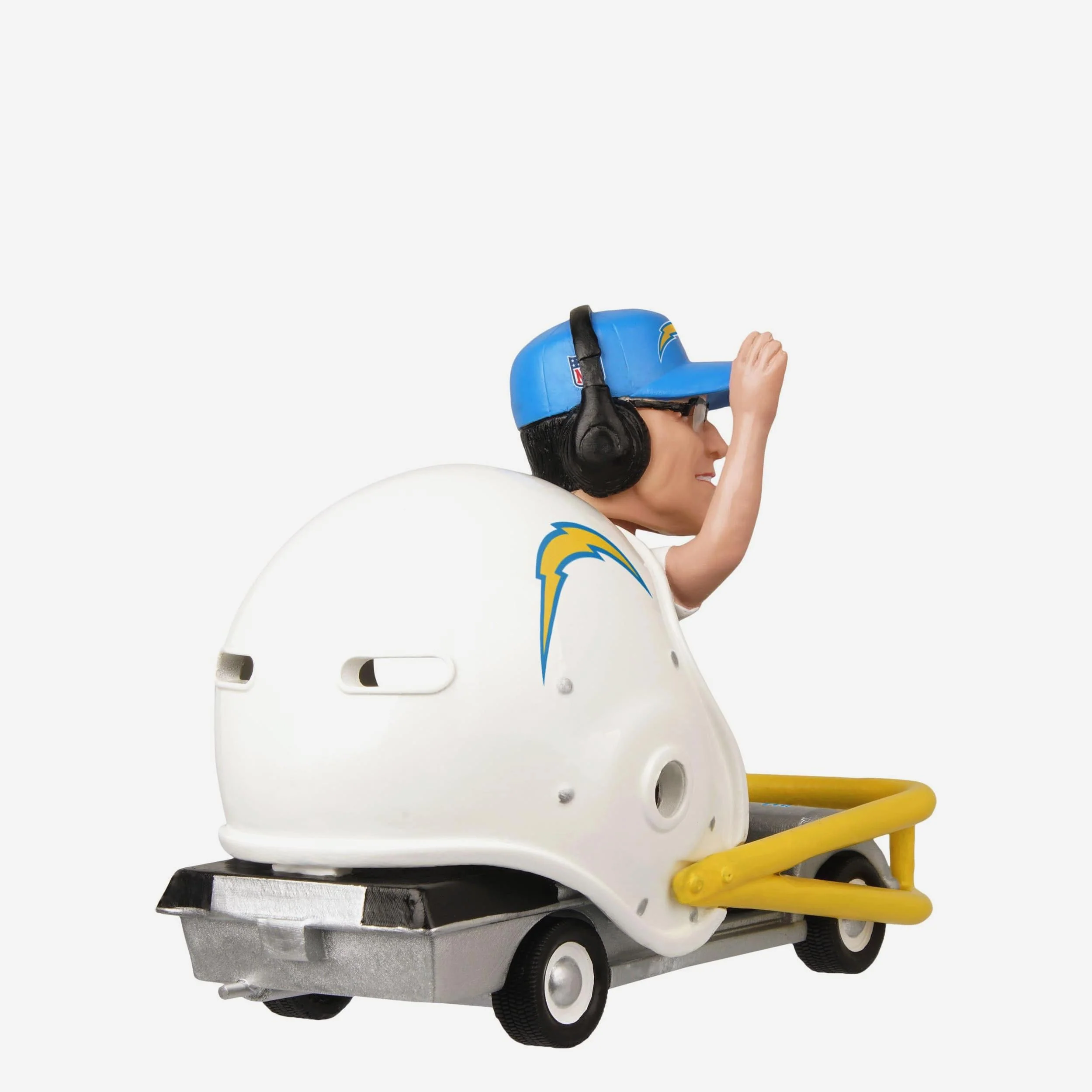 Jim Harbaugh Los Angeles Chargers Helmet Cart Bobblehead - Image 6