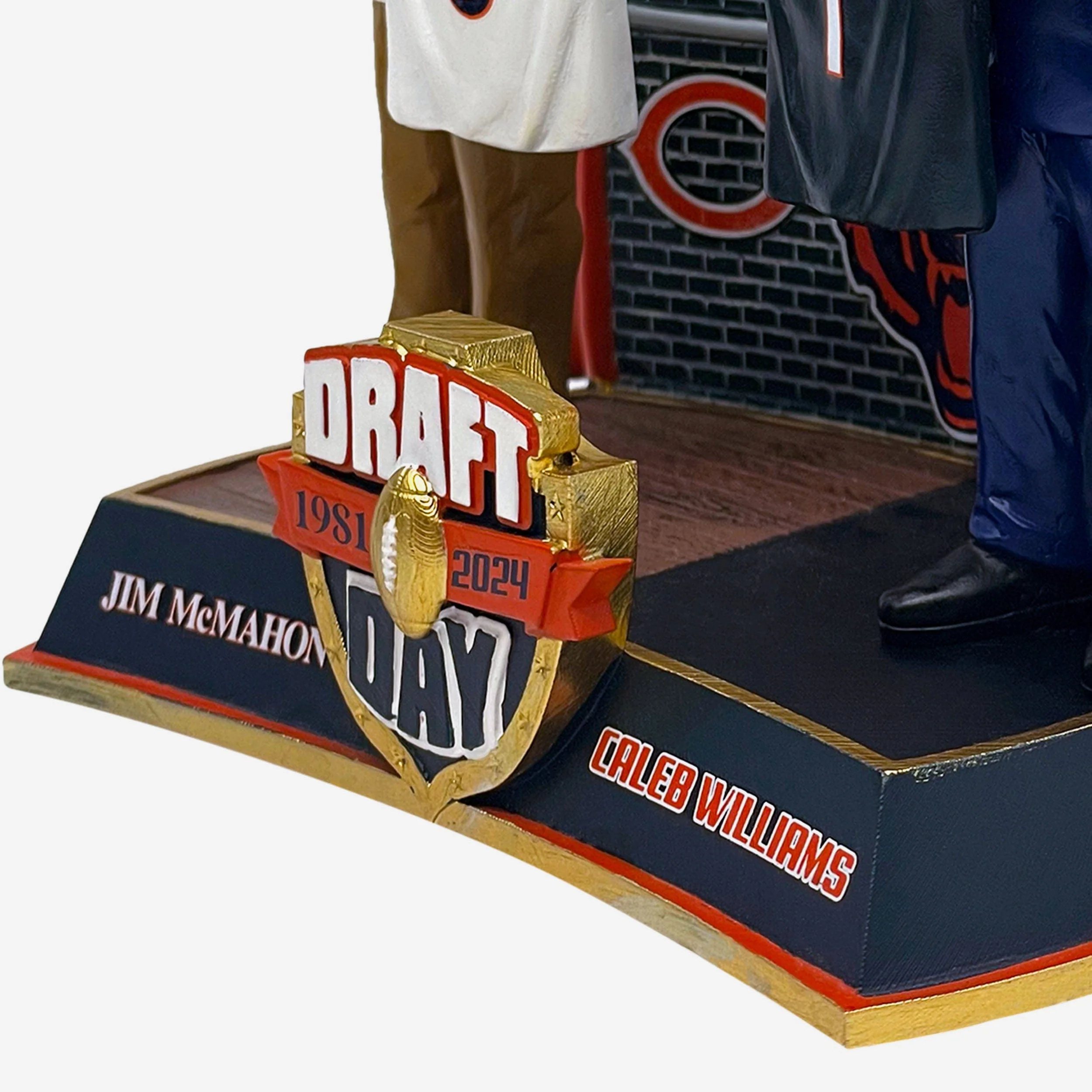 Jim McMahon & Caleb Williams Chicago Bears NFL Draft Then and Now Bobblehead - Image 4