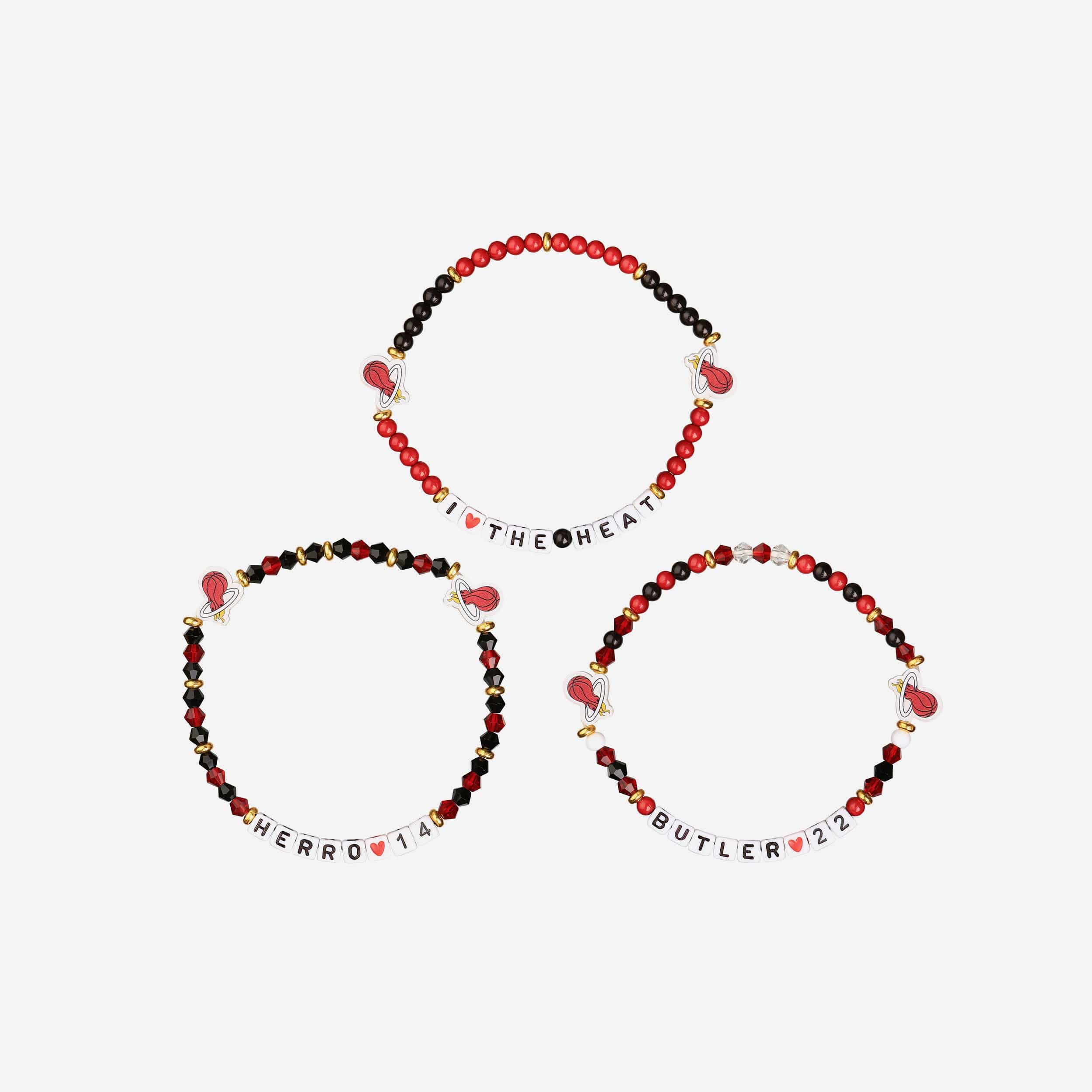 Jimmy Butler & Tyler Herro Miami Heat 3 Pack Player Friendship Bracelet - Image 3
