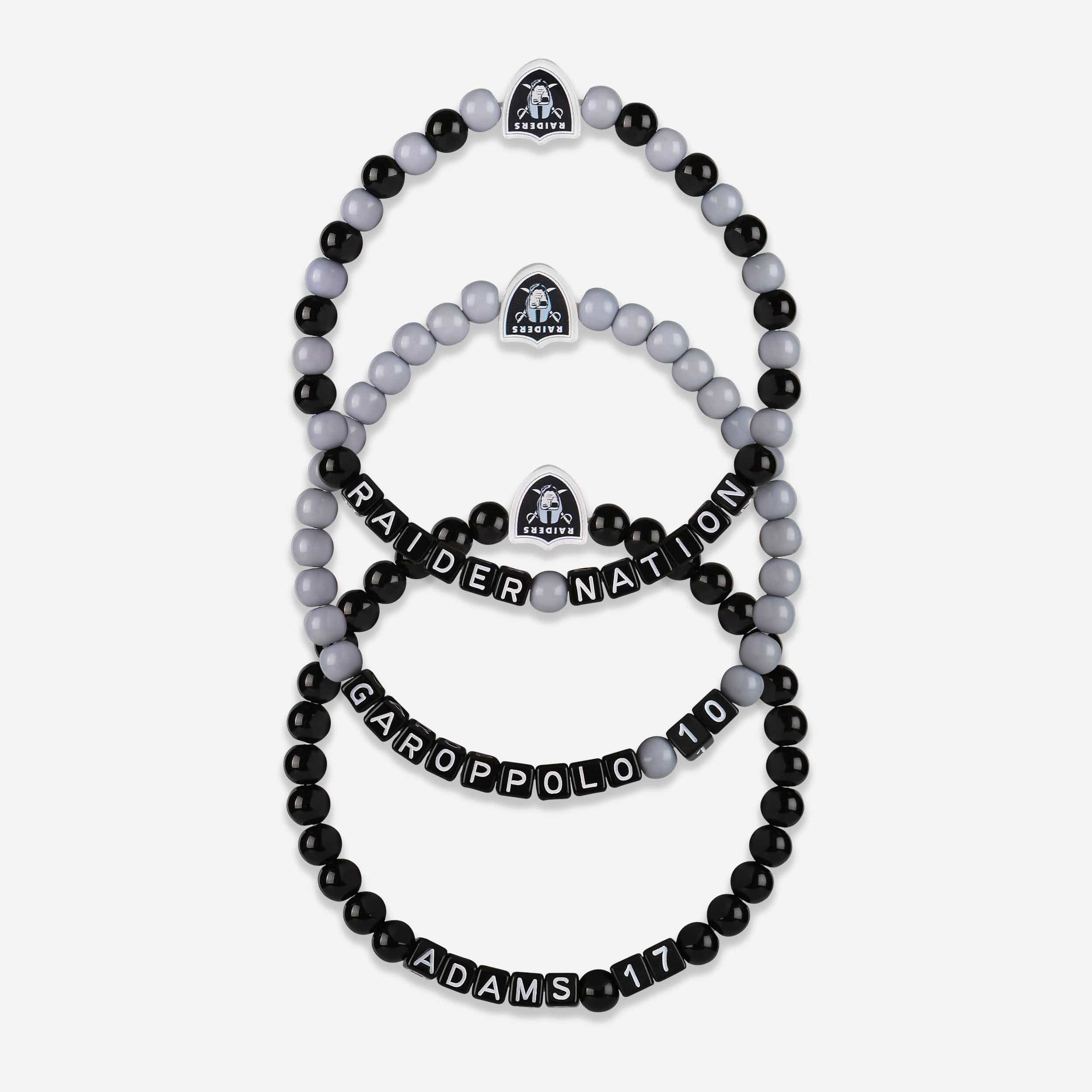 Jimmy Garoppolo & Davante Adams Las Vegas Raiders 3 Pack Player Beaded Friendship Bracelet