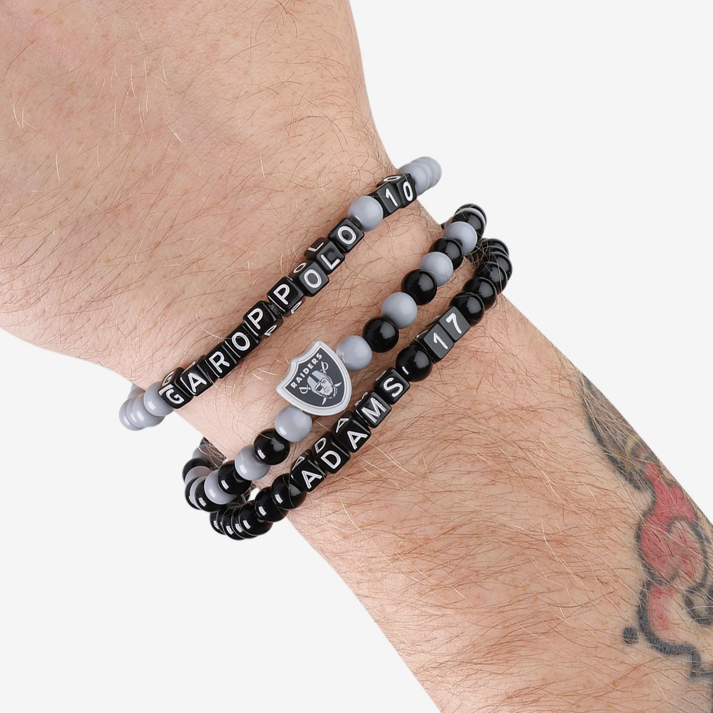 Jimmy Garoppolo & Davante Adams Las Vegas Raiders 3 Pack Player Beaded Friendship Bracelet - Image 4