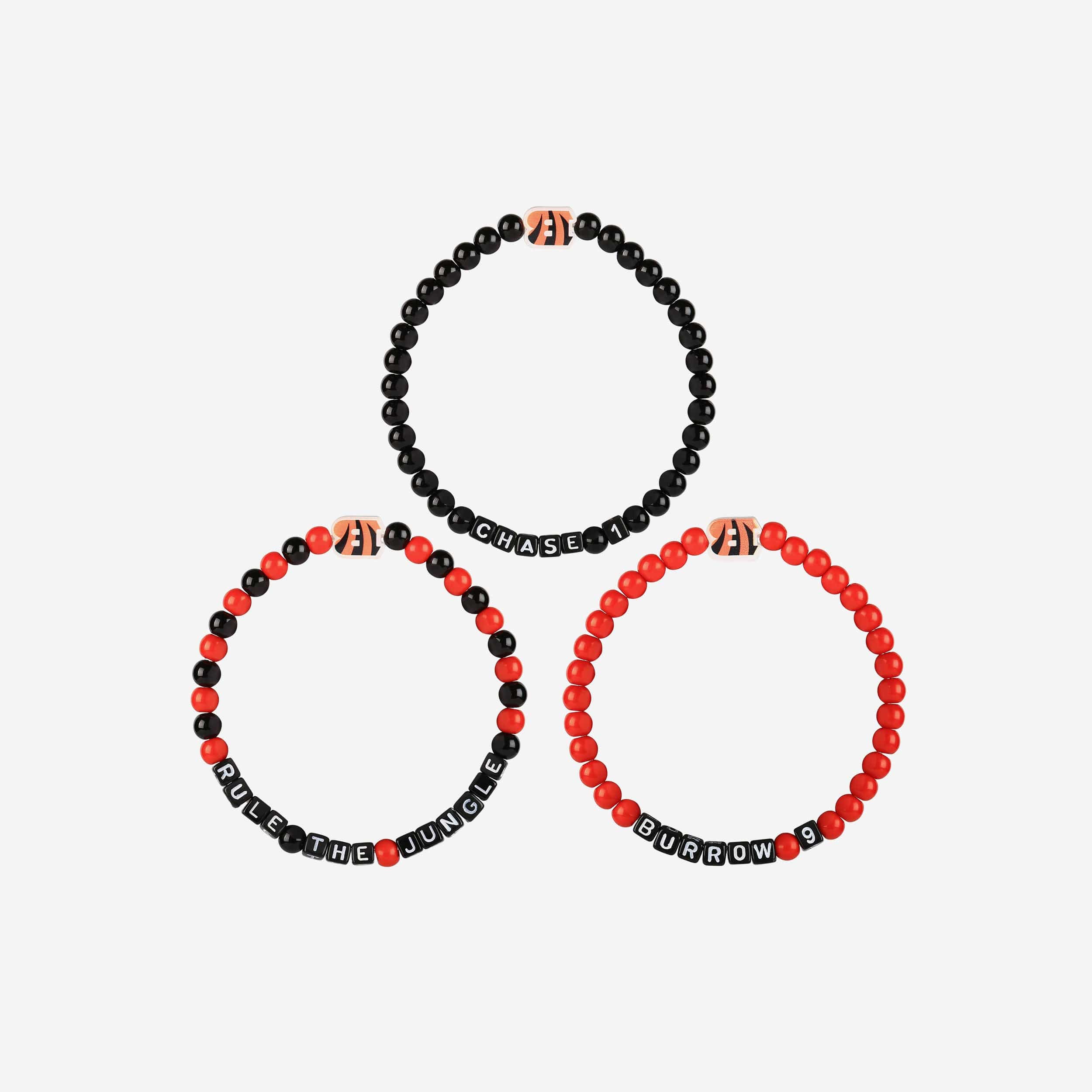 Joe Burrow & Ja'Marr Chase Cincinnati Bengals 3 Pack Player Beaded Friendship Bracelet - Image 3