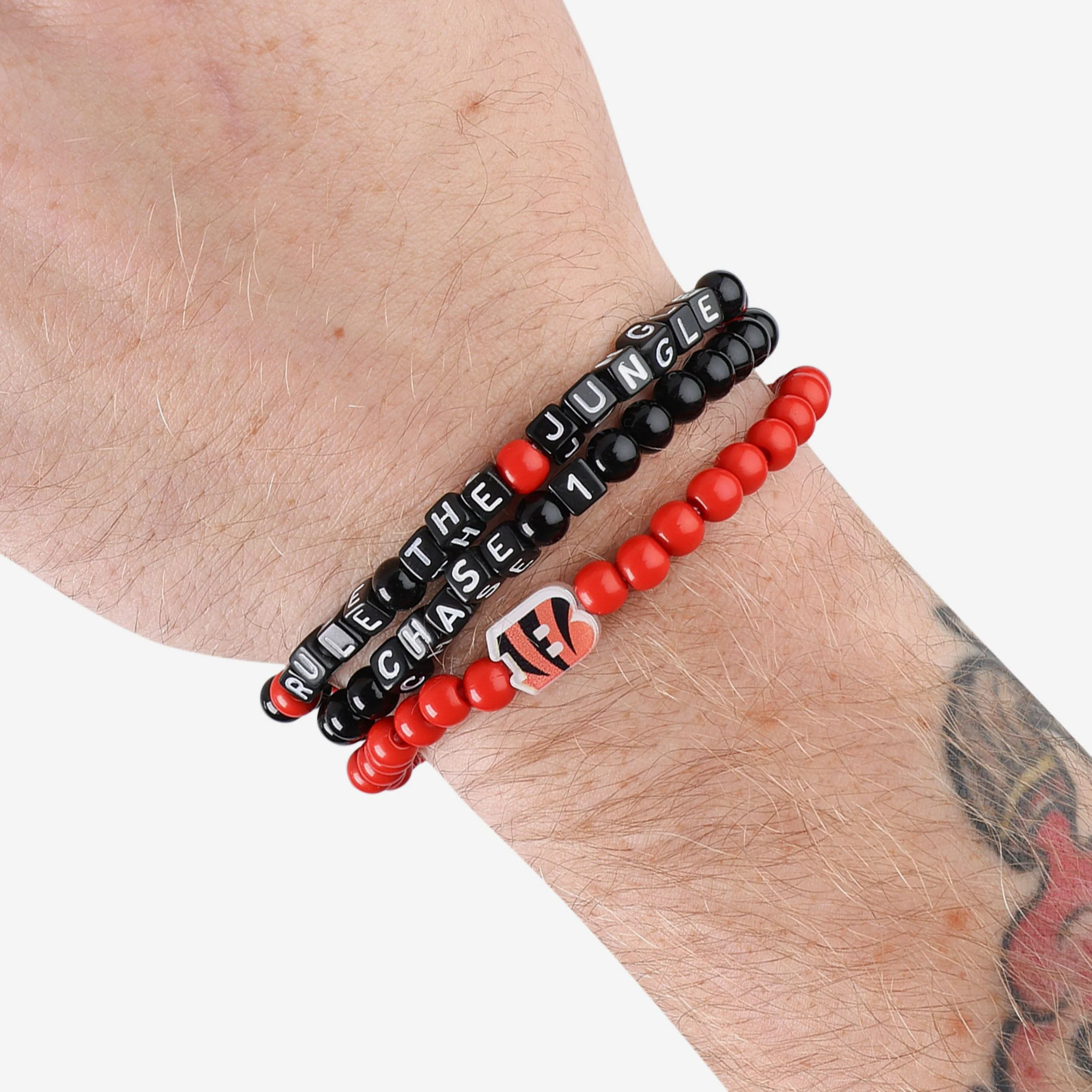 Joe Burrow & Ja'Marr Chase Cincinnati Bengals 3 Pack Player Beaded Friendship Bracelet - Image 4