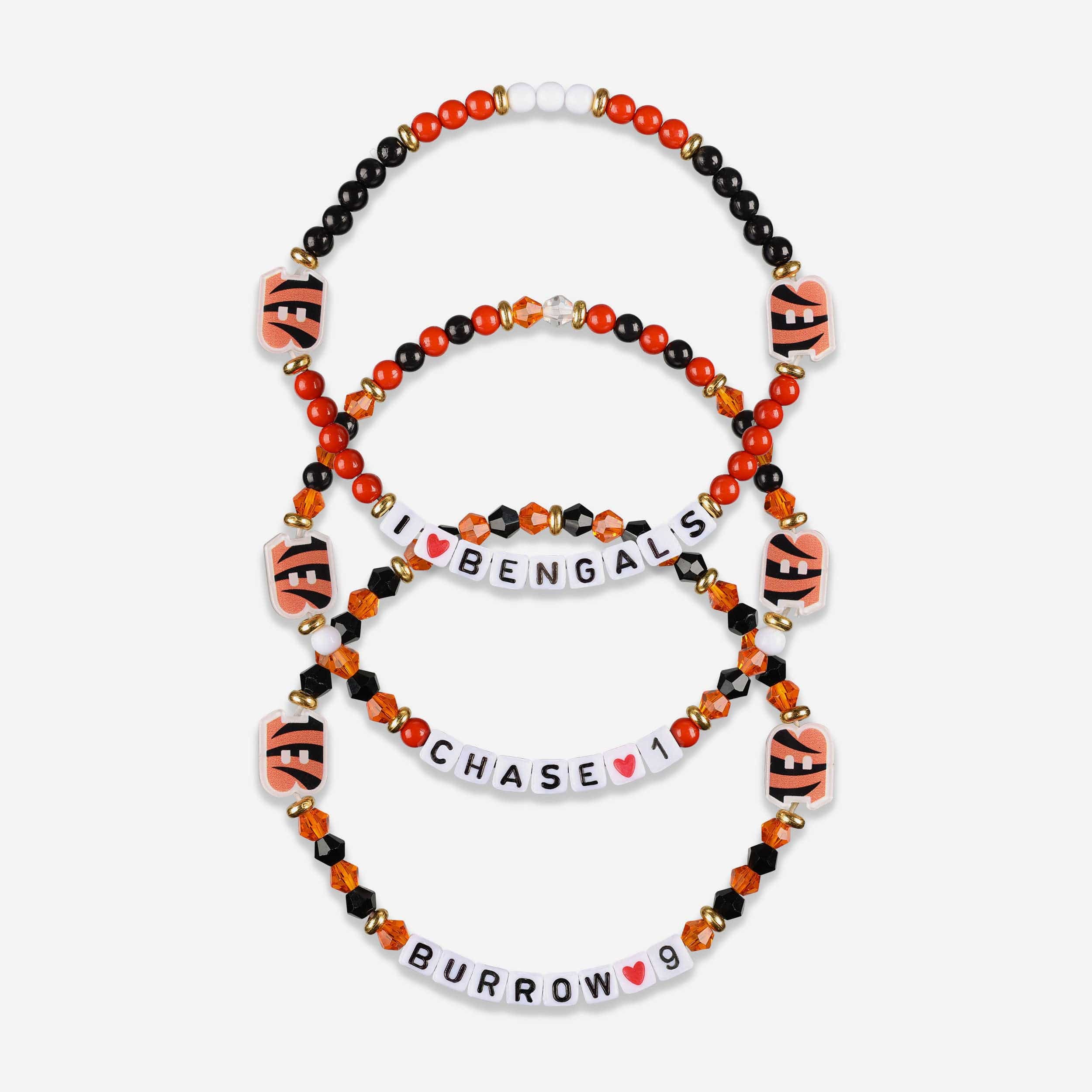 Joe Burrow & Ja'Marr Chase Cincinnati Bengals 3 Pack Player Friendship Bracelet