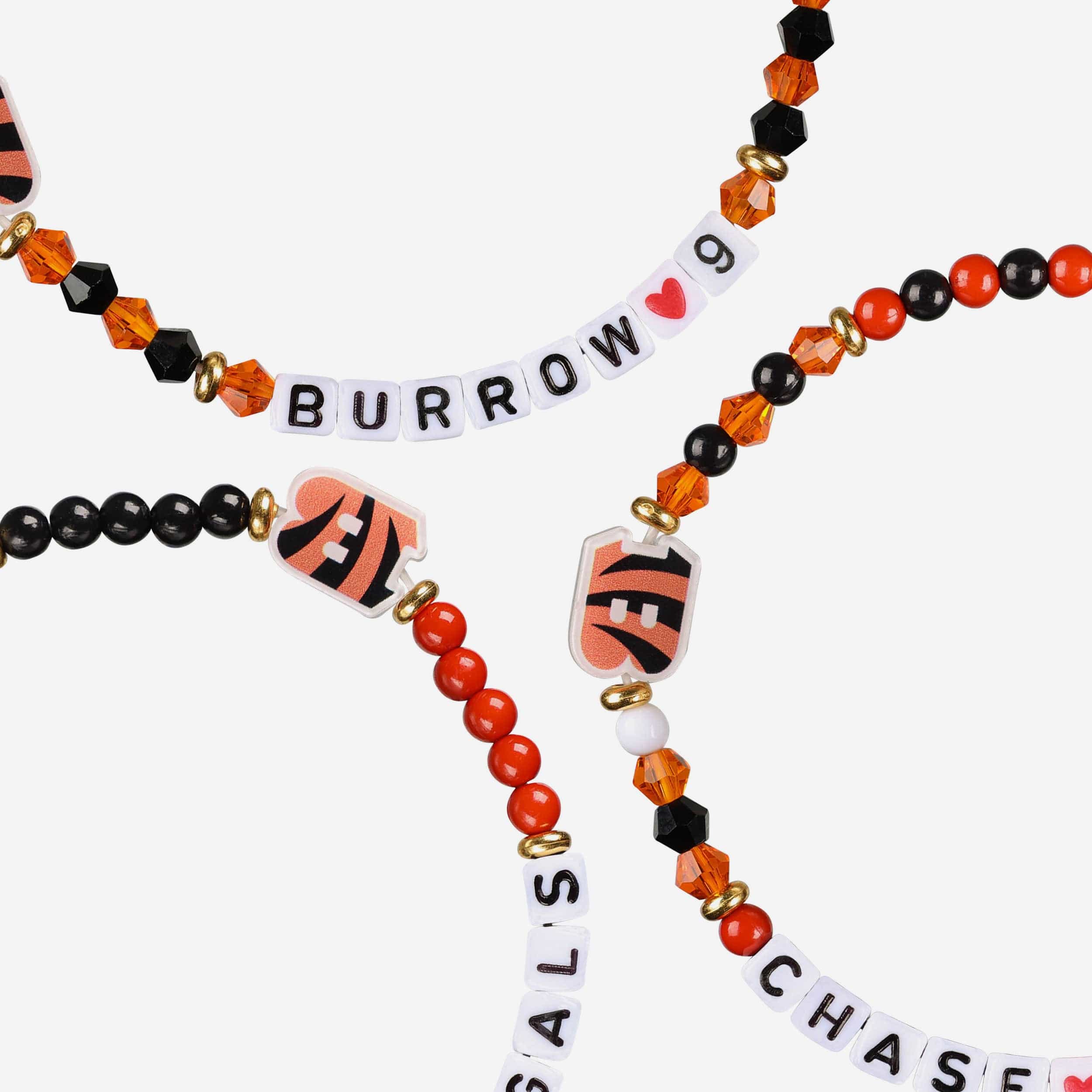 Joe Burrow & Ja'Marr Chase Cincinnati Bengals 3 Pack Player Friendship Bracelet - Image 2