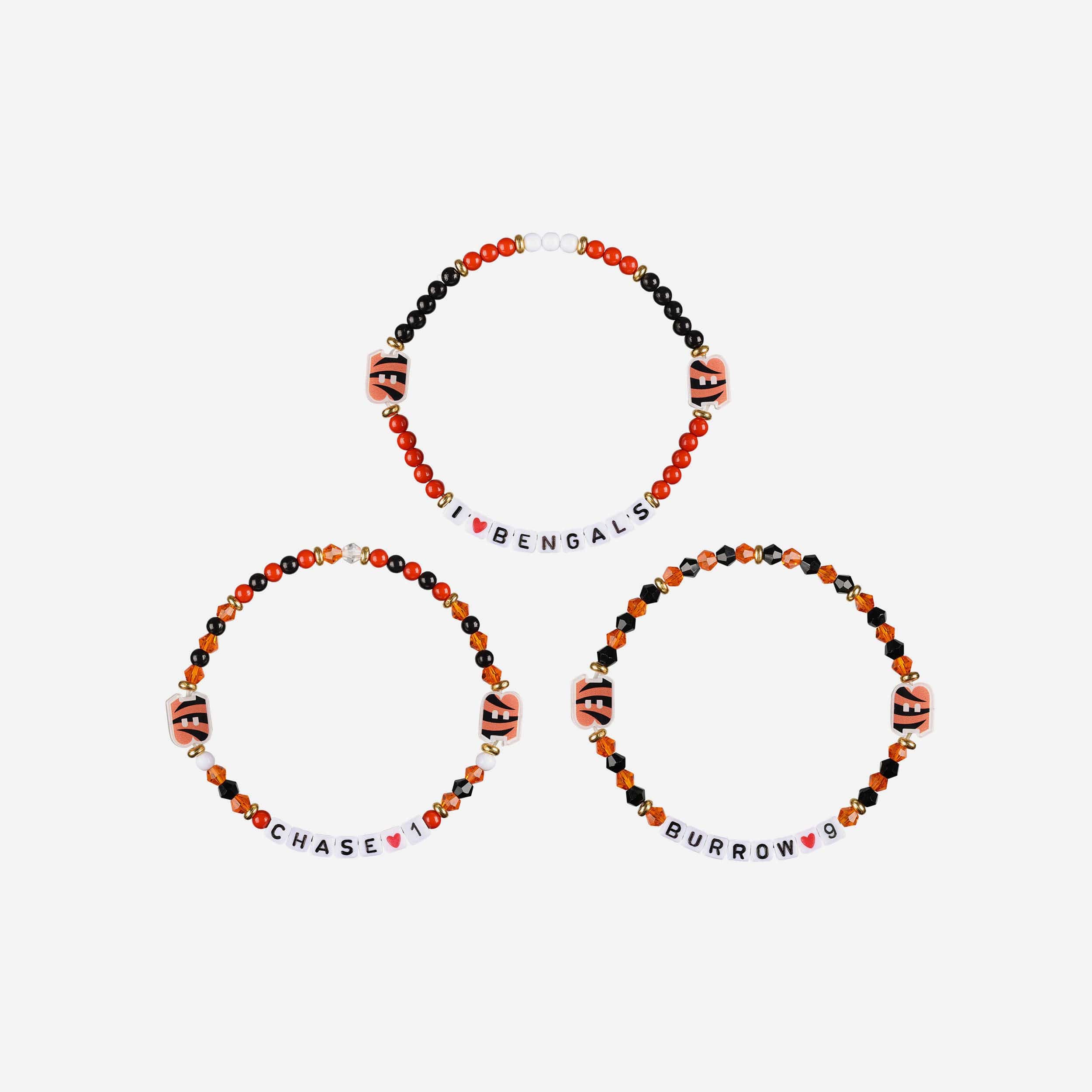 Joe Burrow & Ja'Marr Chase Cincinnati Bengals 3 Pack Player Friendship Bracelet - Image 3