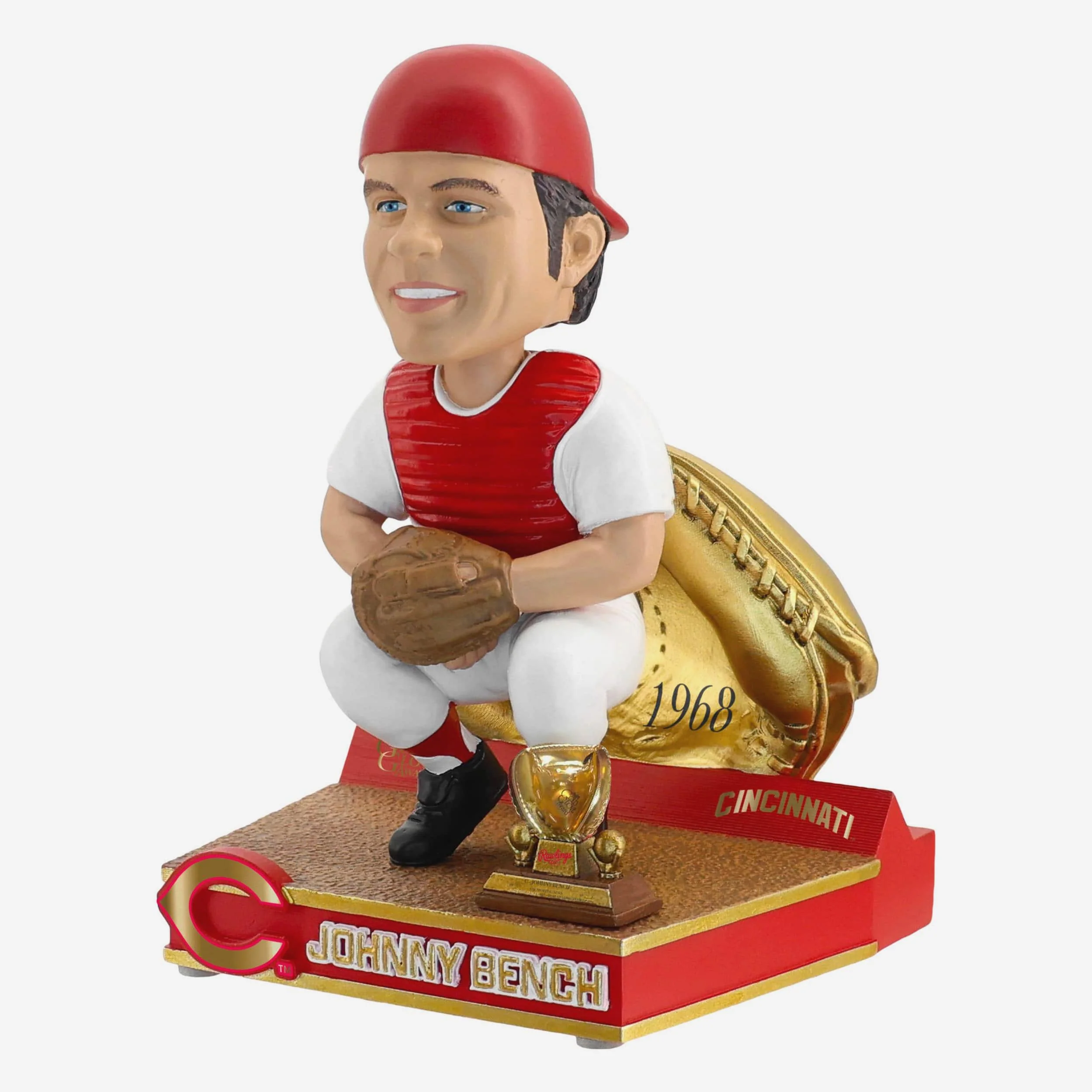 Johnny Bench Cincinnati Reds 1968 Gold Glove Bobblehead - Image 4