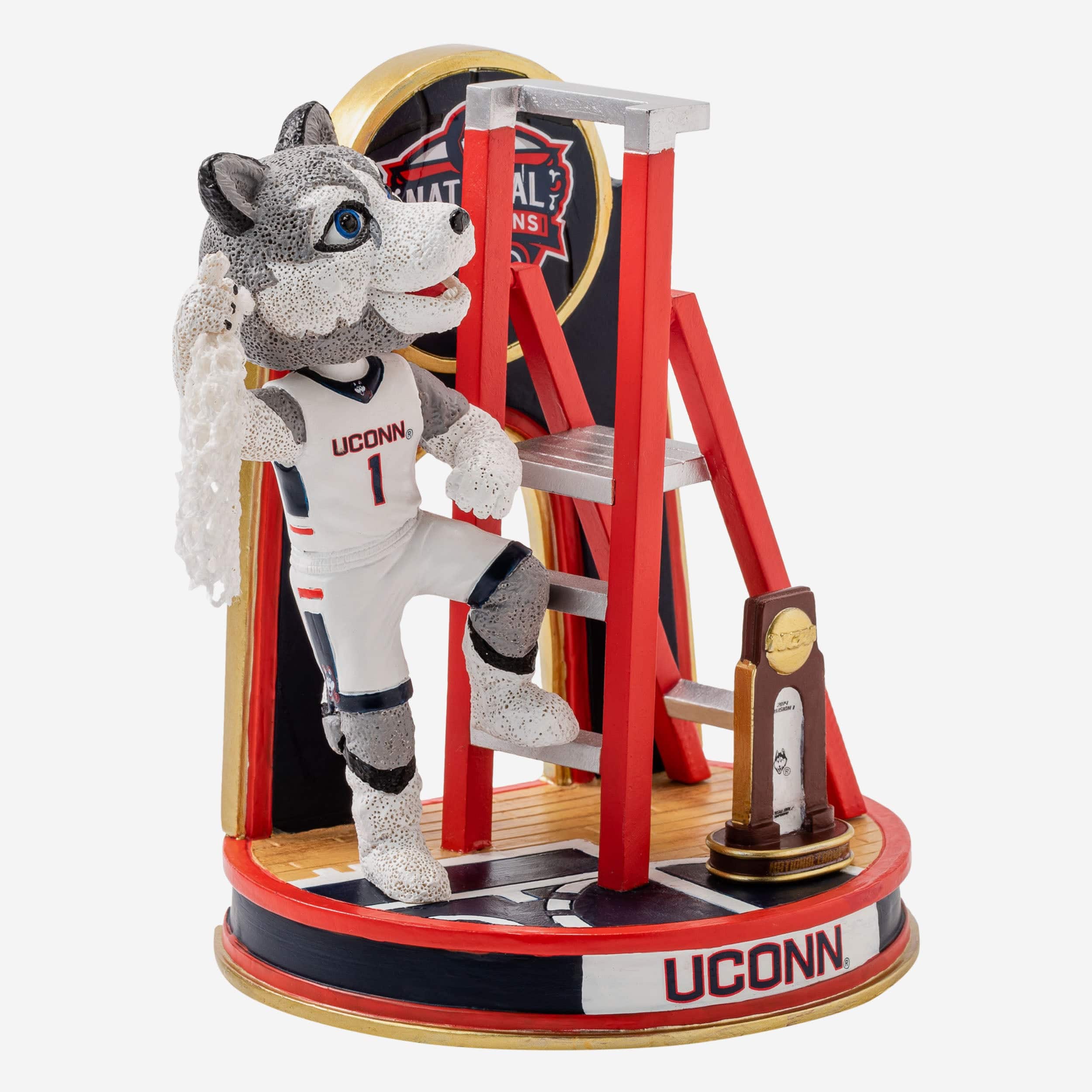Jonathan The Husky UConn Huskies 2014 Mens Basketball National Champions Cutting The Net Mascot Mini Bobblehead Scene - Image 4