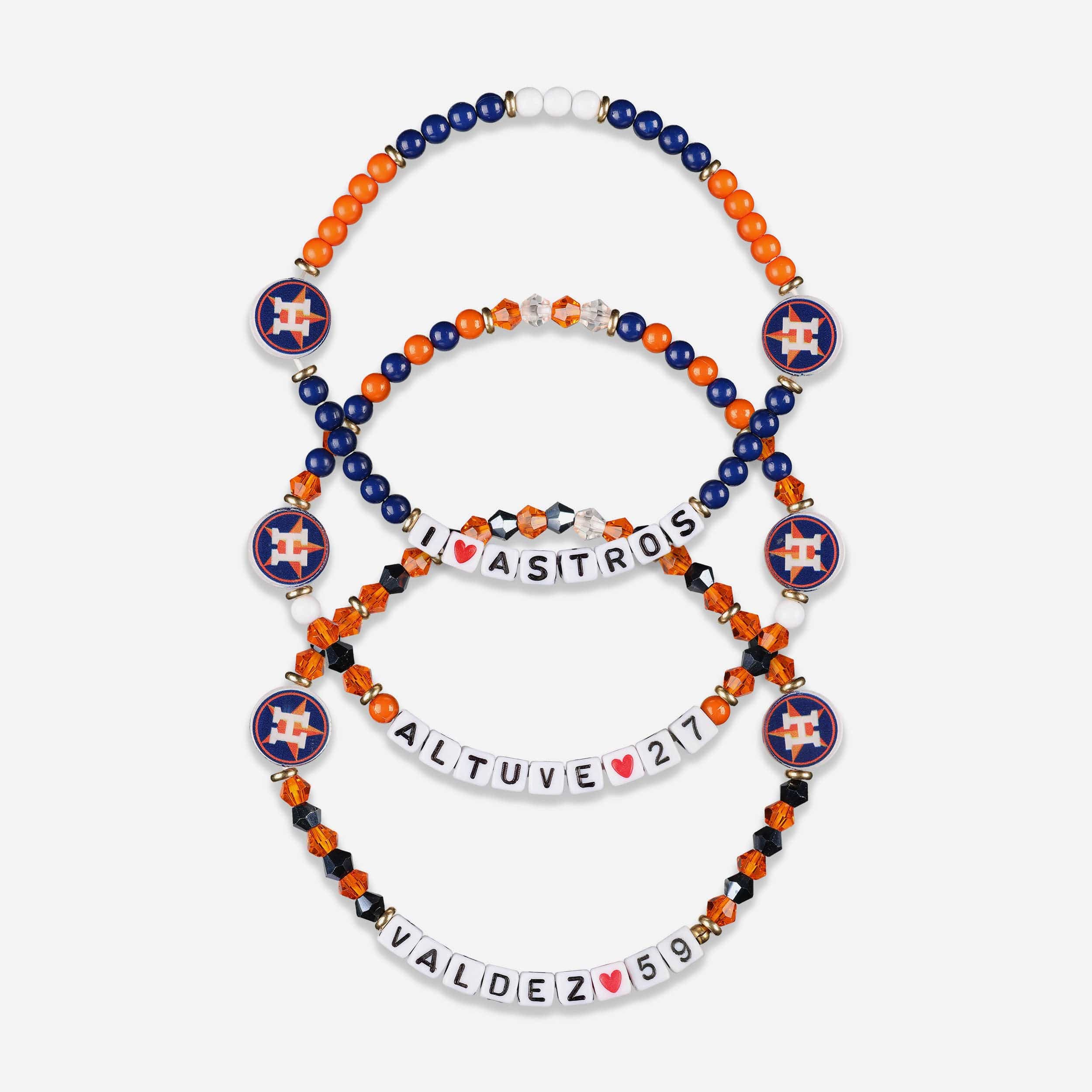 Jose Altuve & Framber Valdez Houston Astros 3 Pack Player Friendship Bracelet