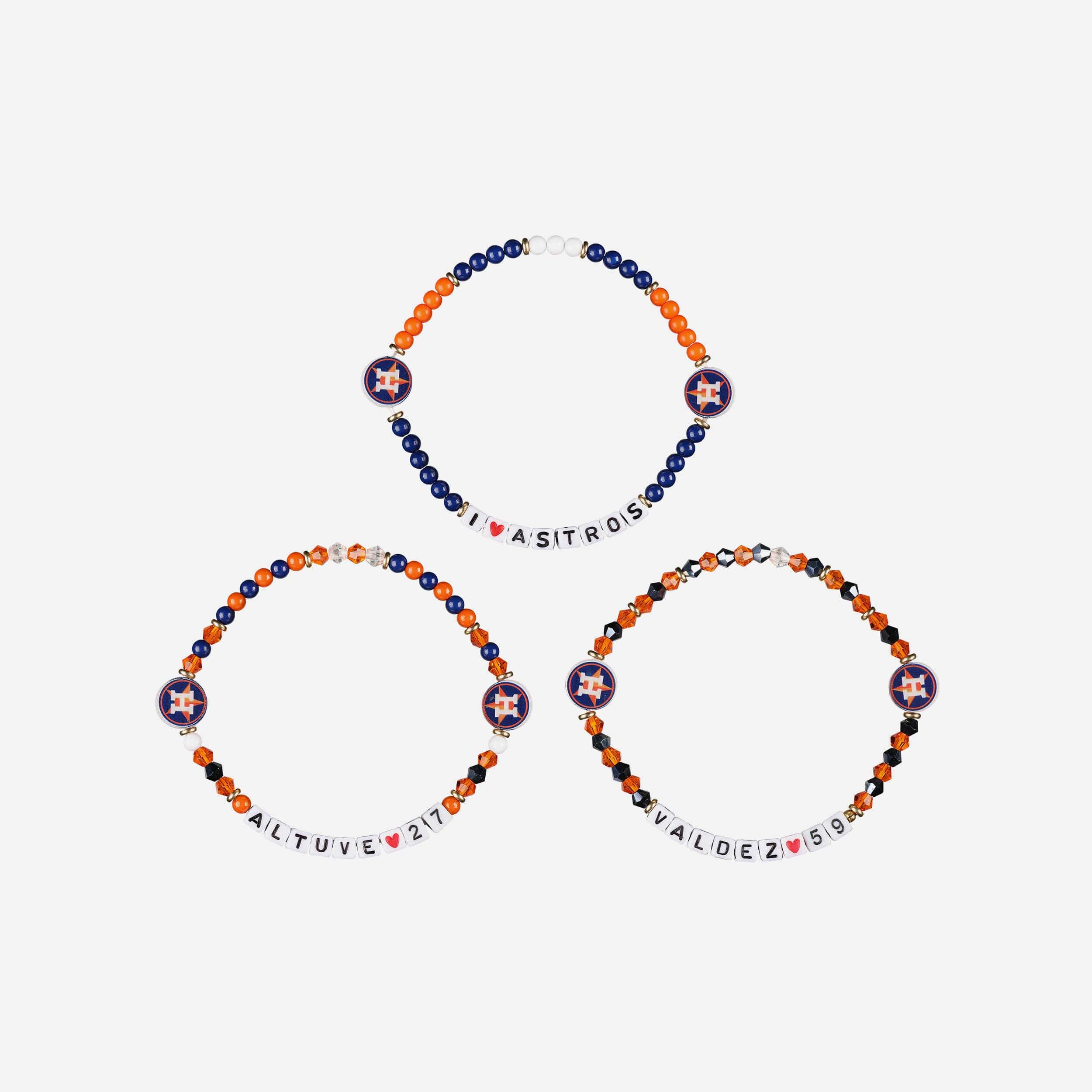 Jose Altuve & Framber Valdez Houston Astros 3 Pack Player Friendship Bracelet - Image 3